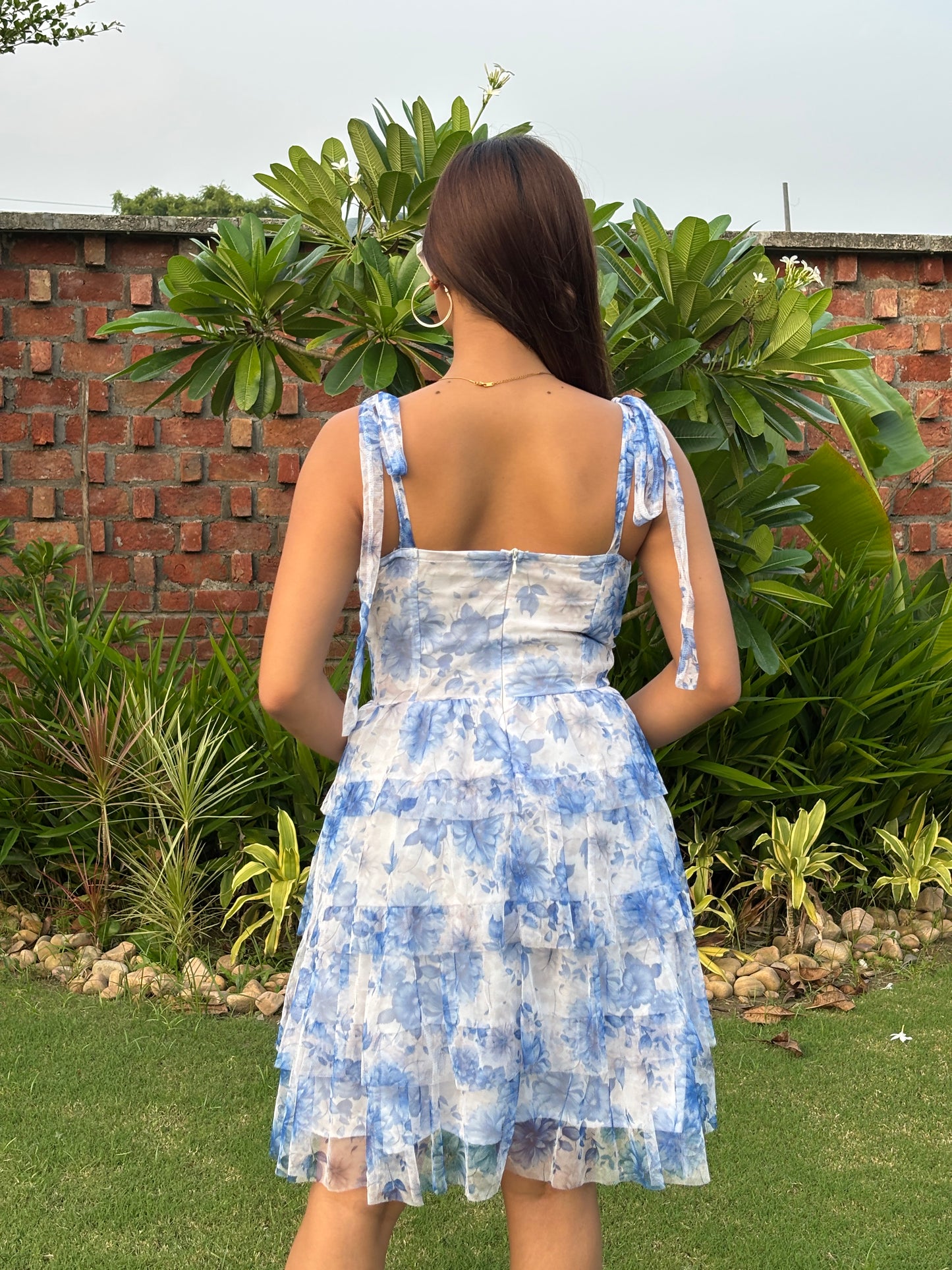 TANDUL Women Stunning Blue Floral Net Dress