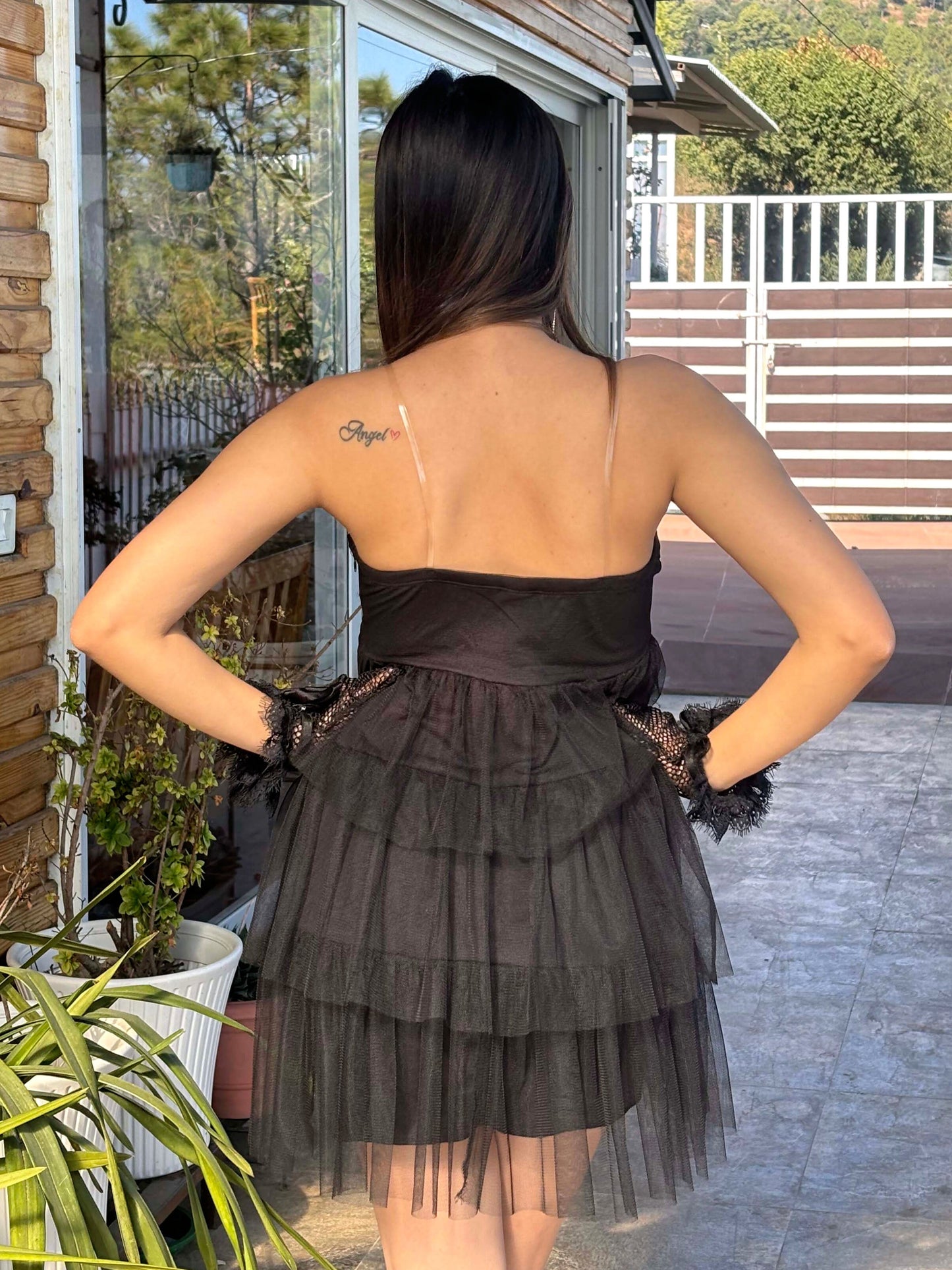 TANDUL Women Stunning Black Net Dress