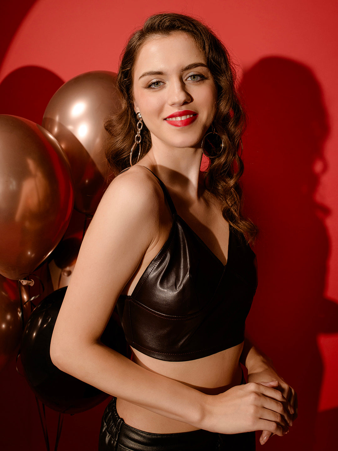 TANDUL  Casual Shoulder Straps Solid Women Brown Top