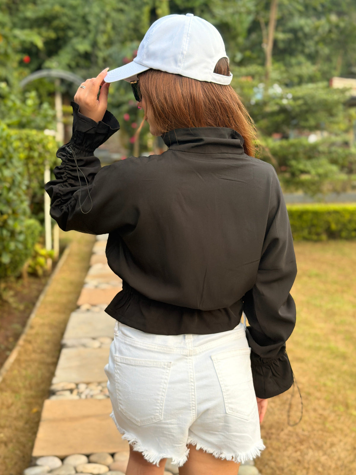 TANDUL Women High-Neck Zip-Up Jacket with Adjustable Drawstring