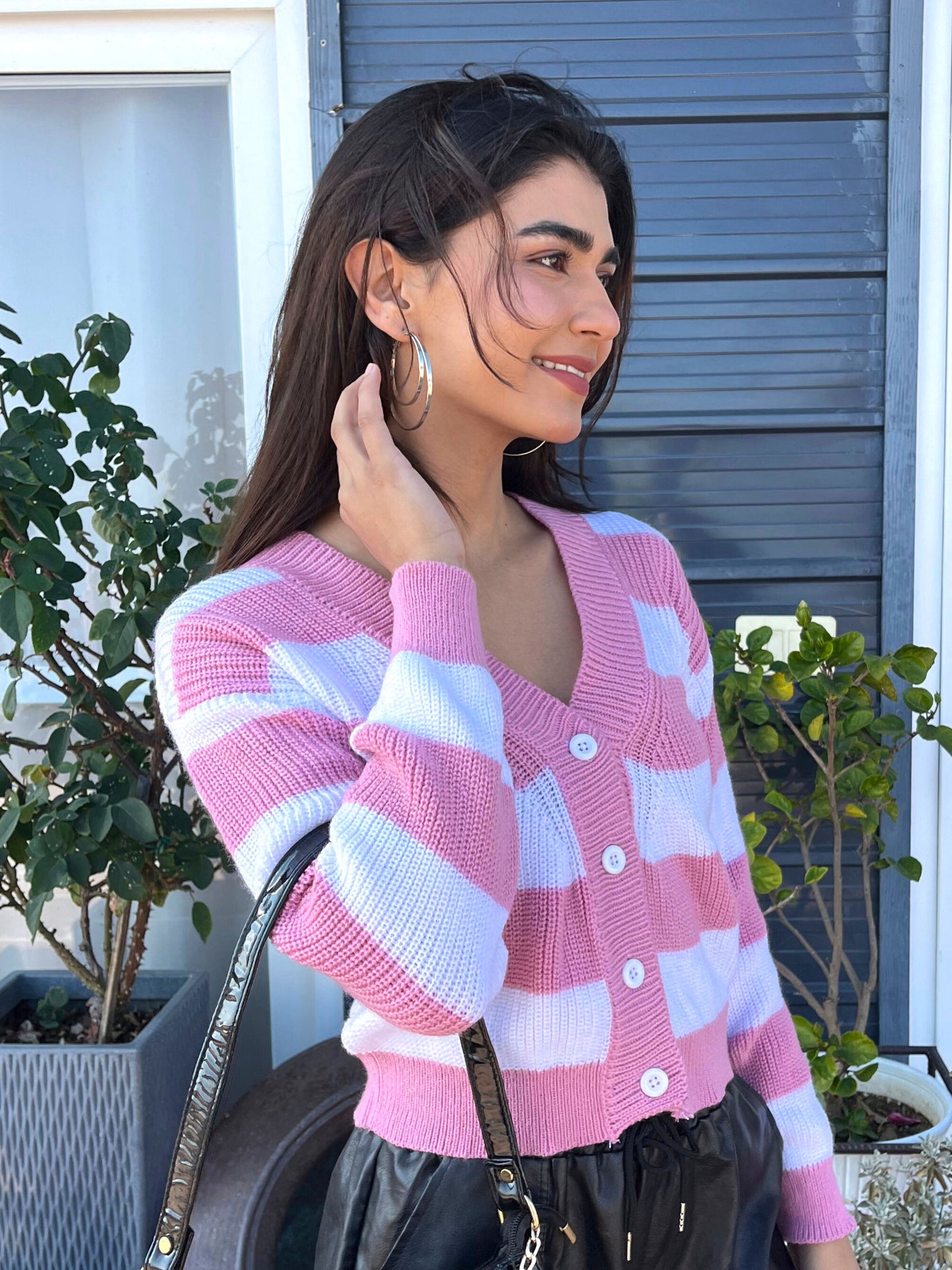 TANDUL Women Charming Pink and White Striped Sweater