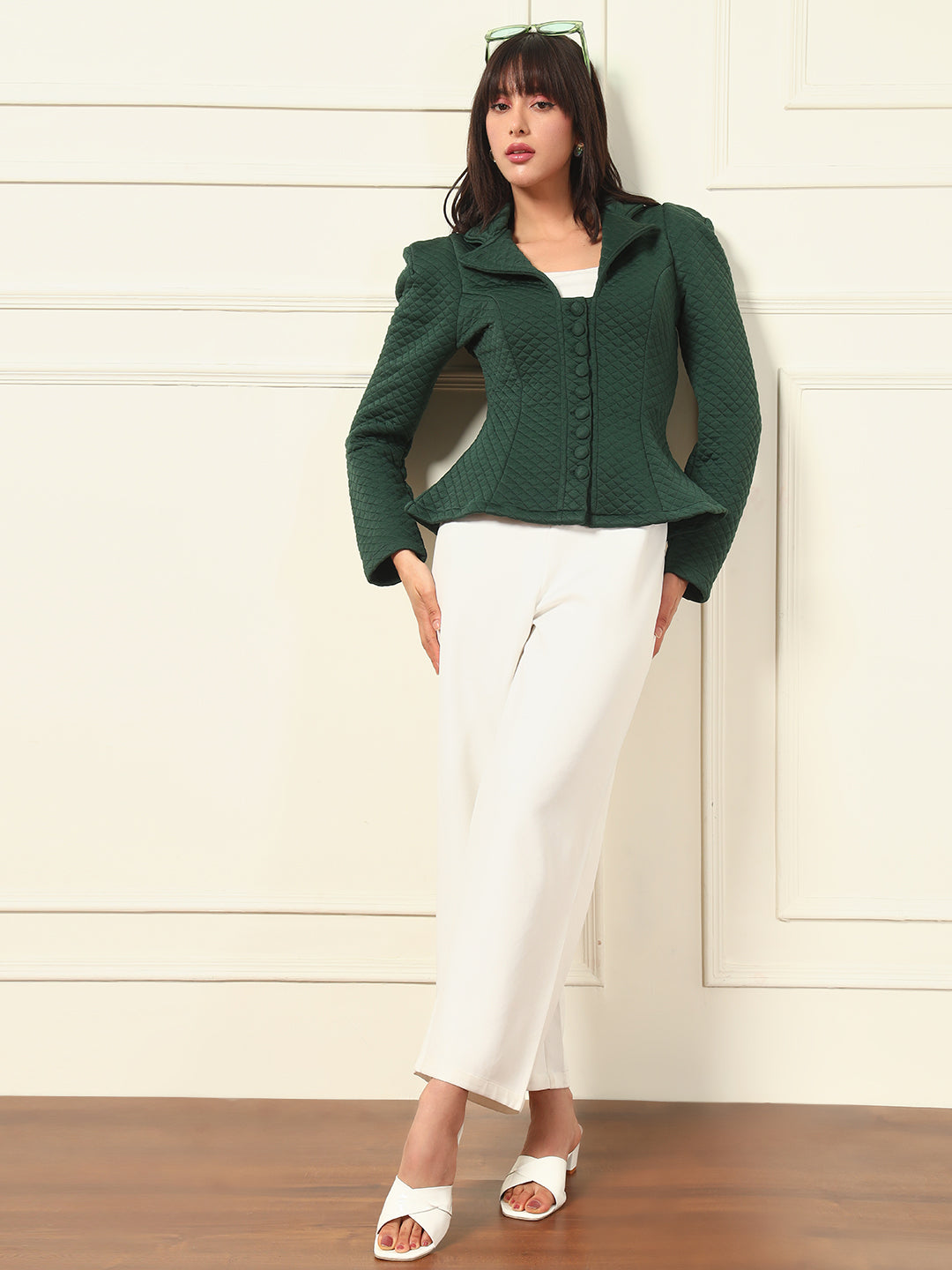 TANDUL Women  Elegant Green Blazer