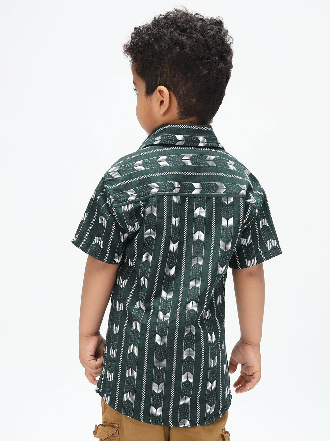 Boys Stylish Green Shirt Printed Casual Shirt