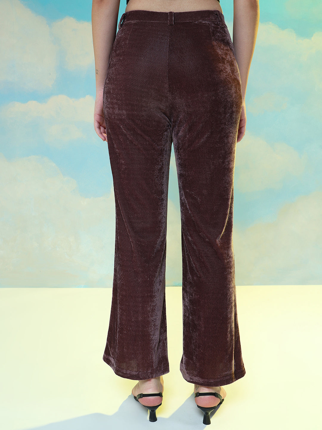 TANDUL  Women Regular Fit Brown Velvet Trousers