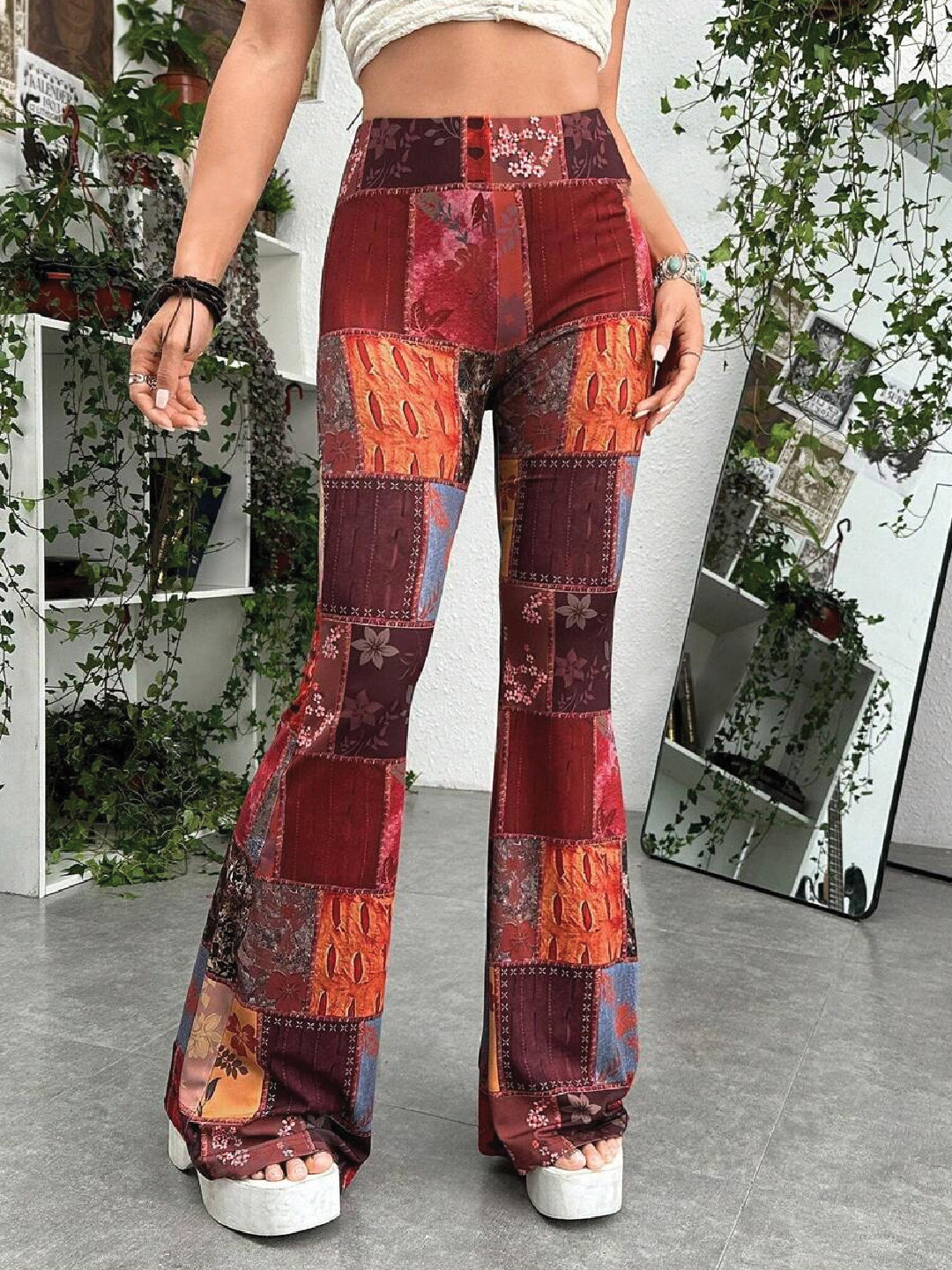 TANDUL  Women Regular Fit Multicolor Lycra Blend Trousers