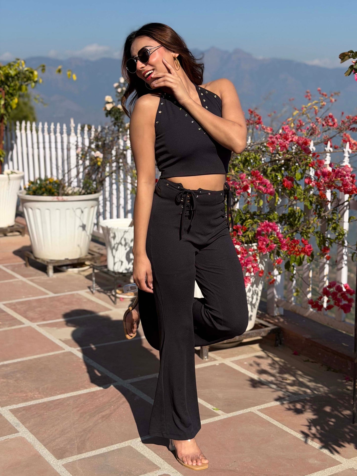 TANDUL Women Chic Black Detailed Co-ord Set