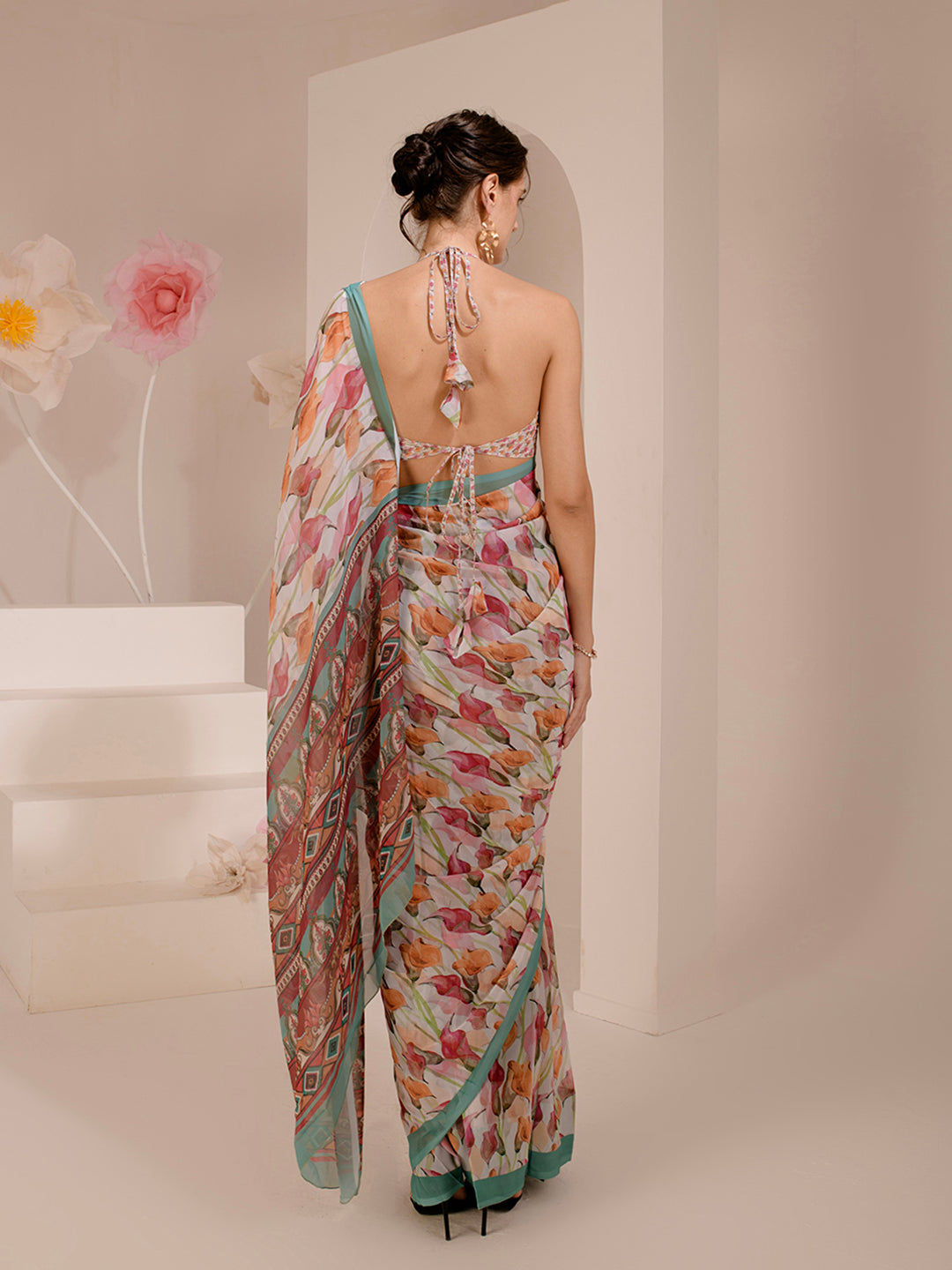 ELTIRE Exquisite Printed Bollywood Style Georgette Saree