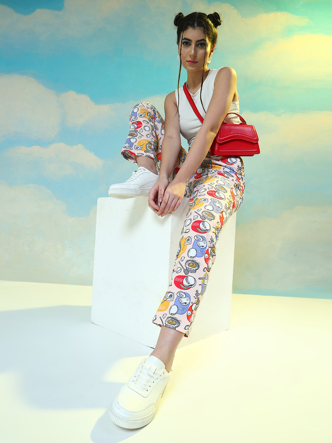 TANDUL  Women Regular Fit Multicolor Lycra Blend Trousers