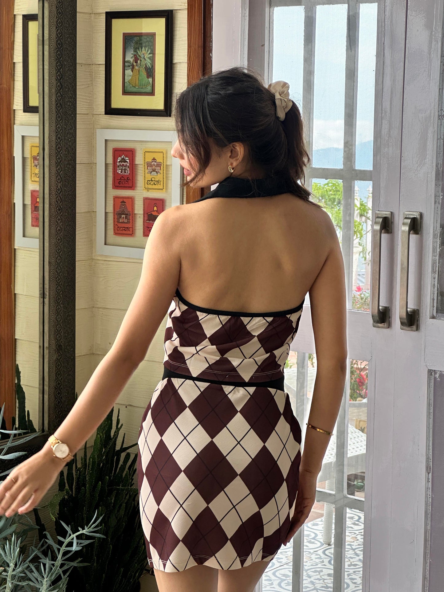 TANDUL Women Charming Brown Checkered Co-ord Set