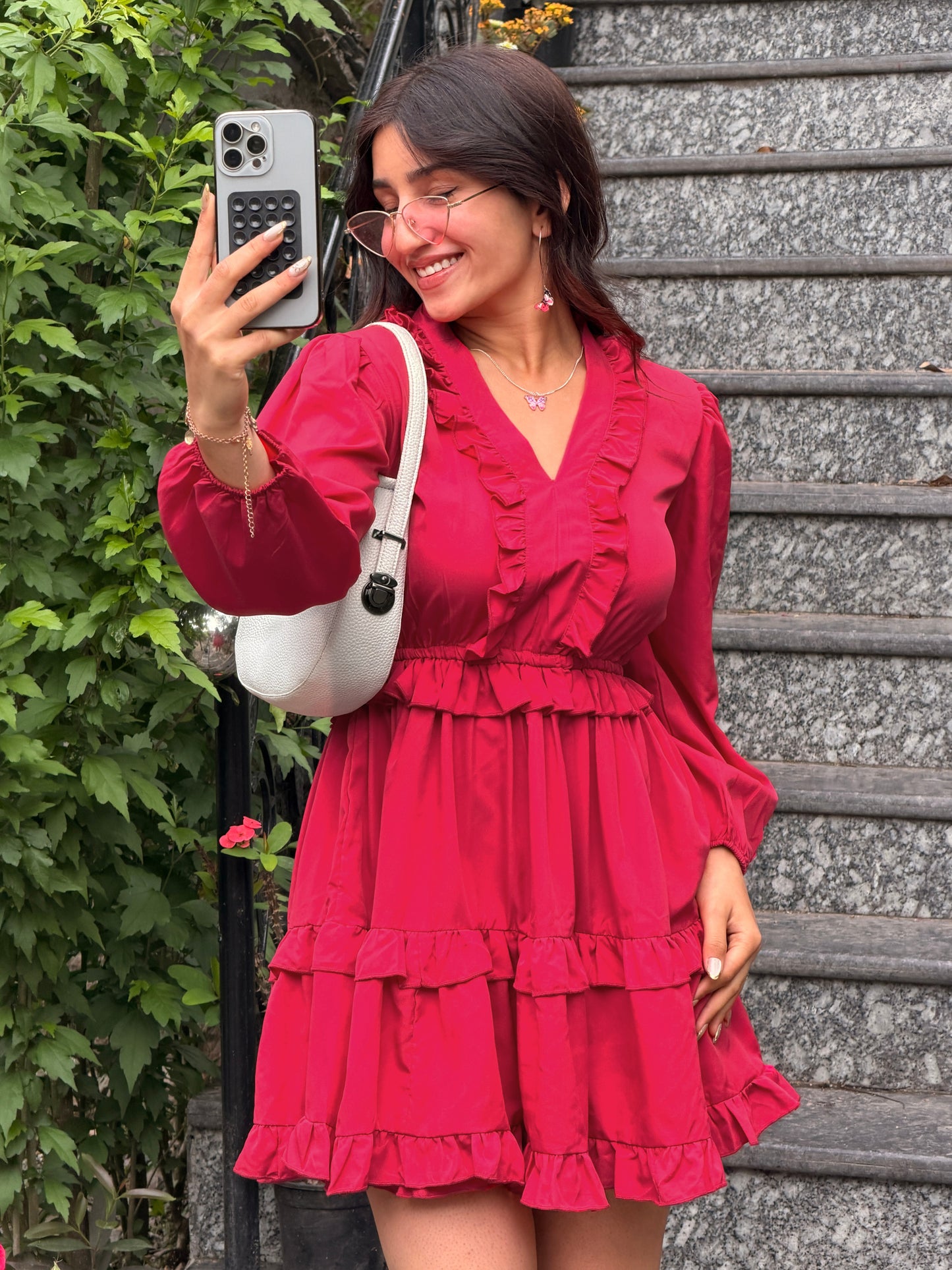 TANDUL Women Fuchsia Pink Flared Dress