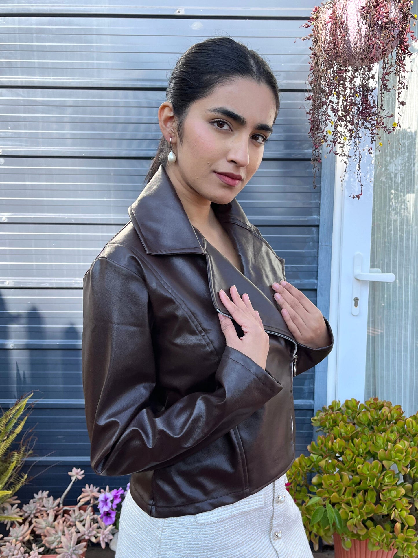 TANDUL Women Stunning Brown Leather Jacket