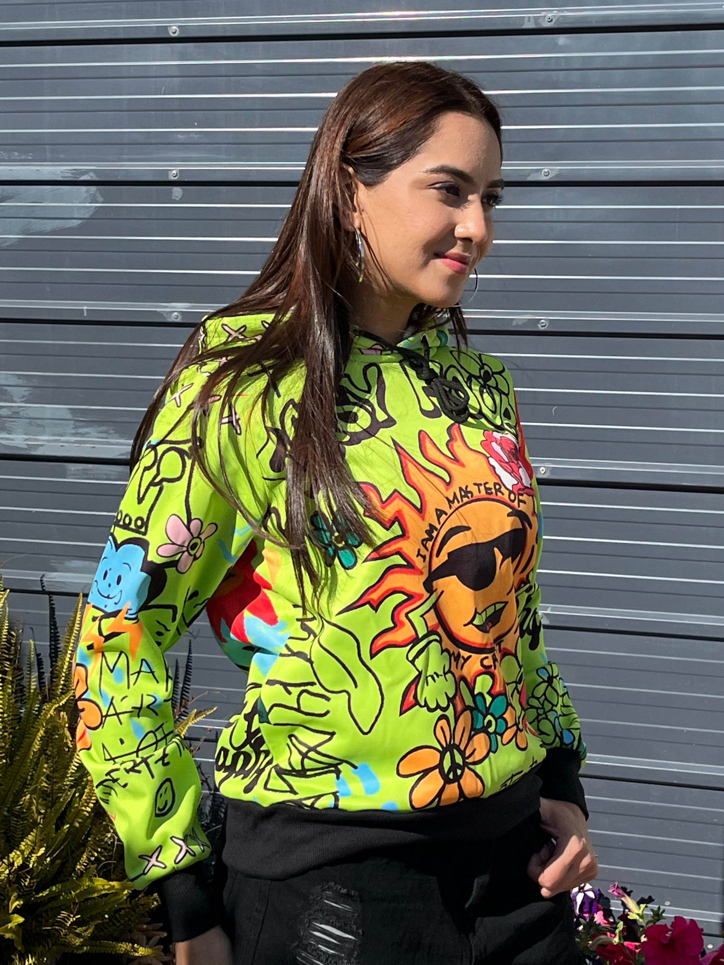 TANDUL Women Vibrant Green Printed Hoodie