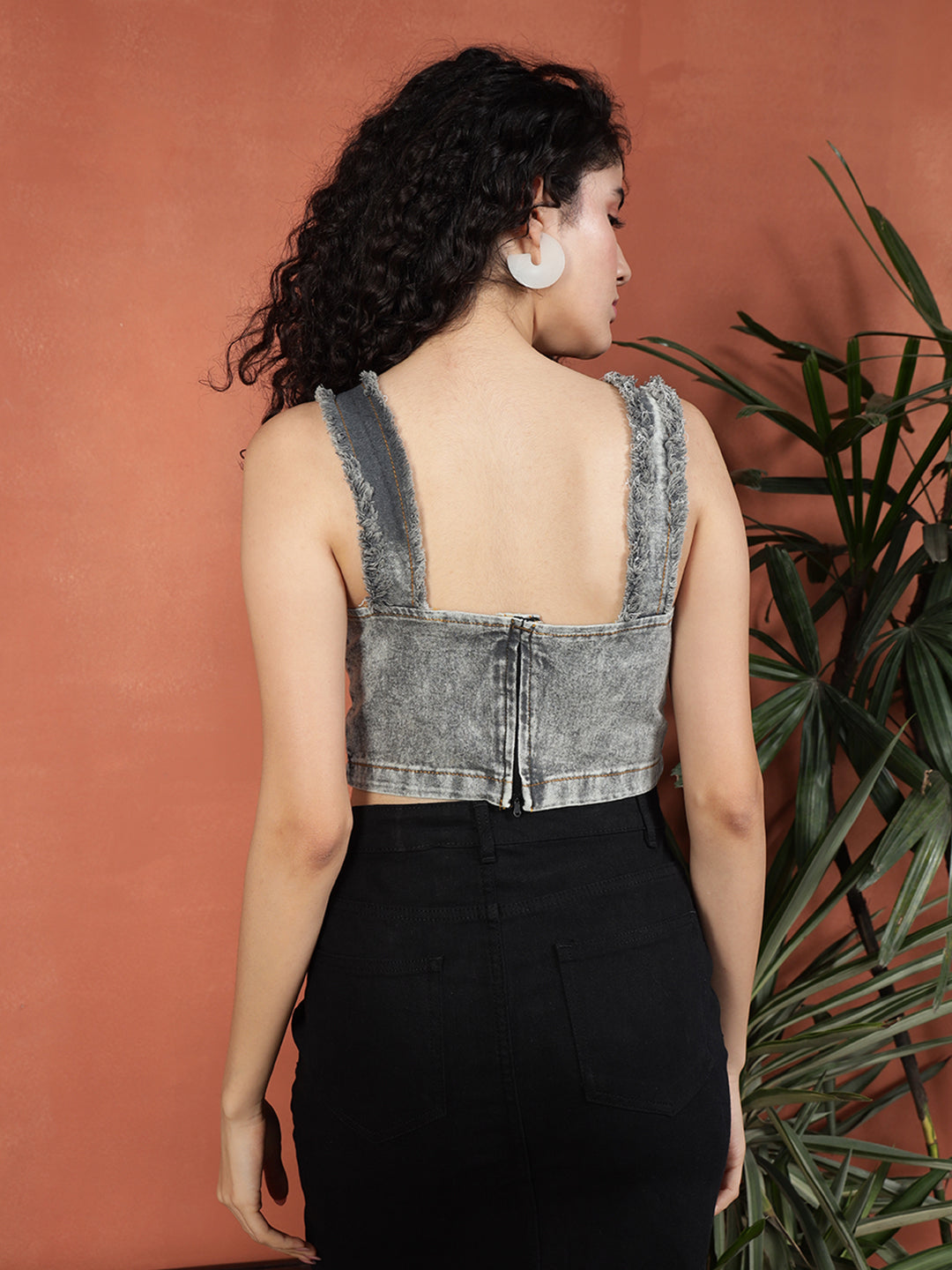 TANDUL Stylish Denim Crop Top