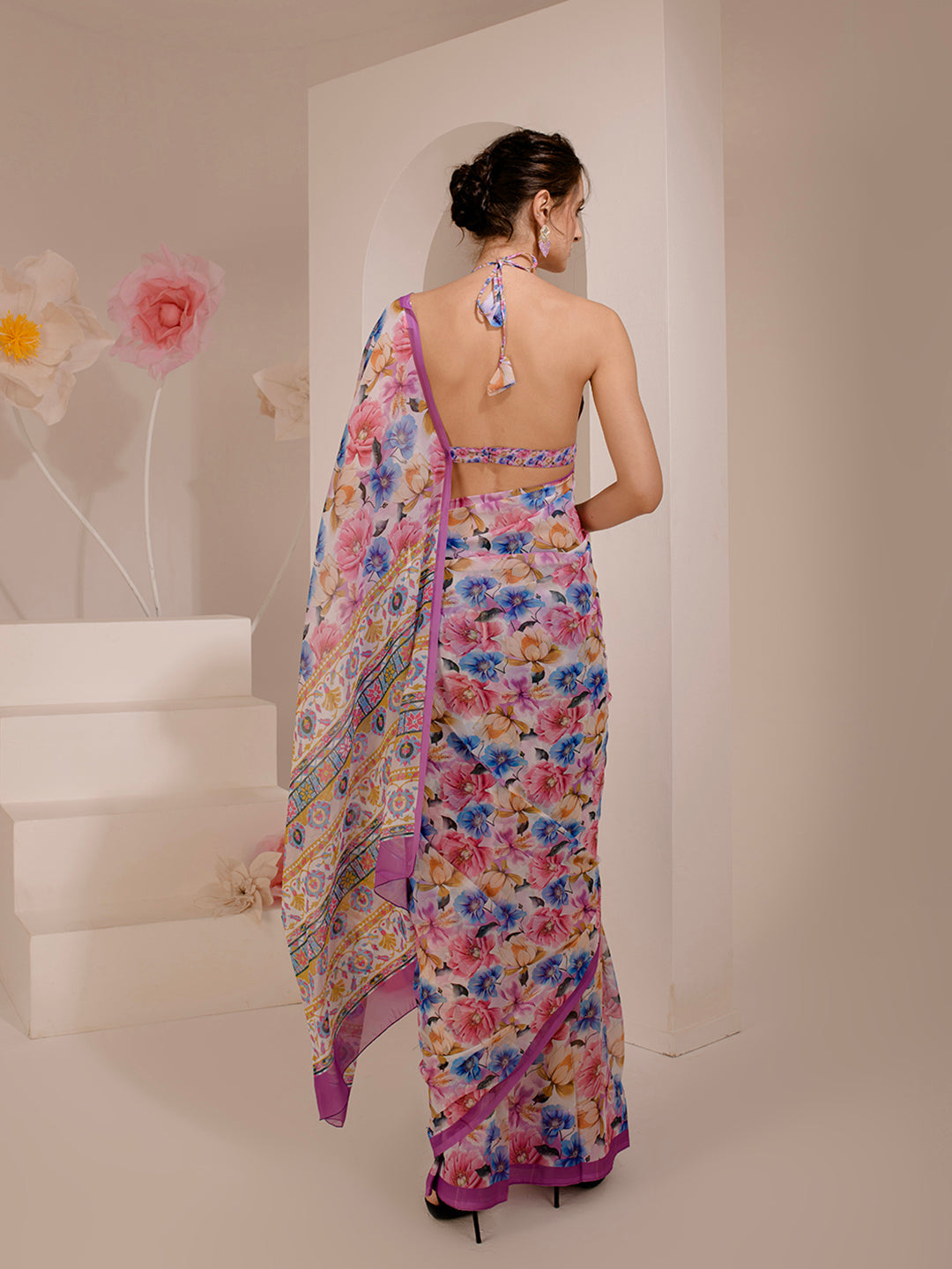ELTIRE Exquisite Printed Bollywood Style Georgette Saree