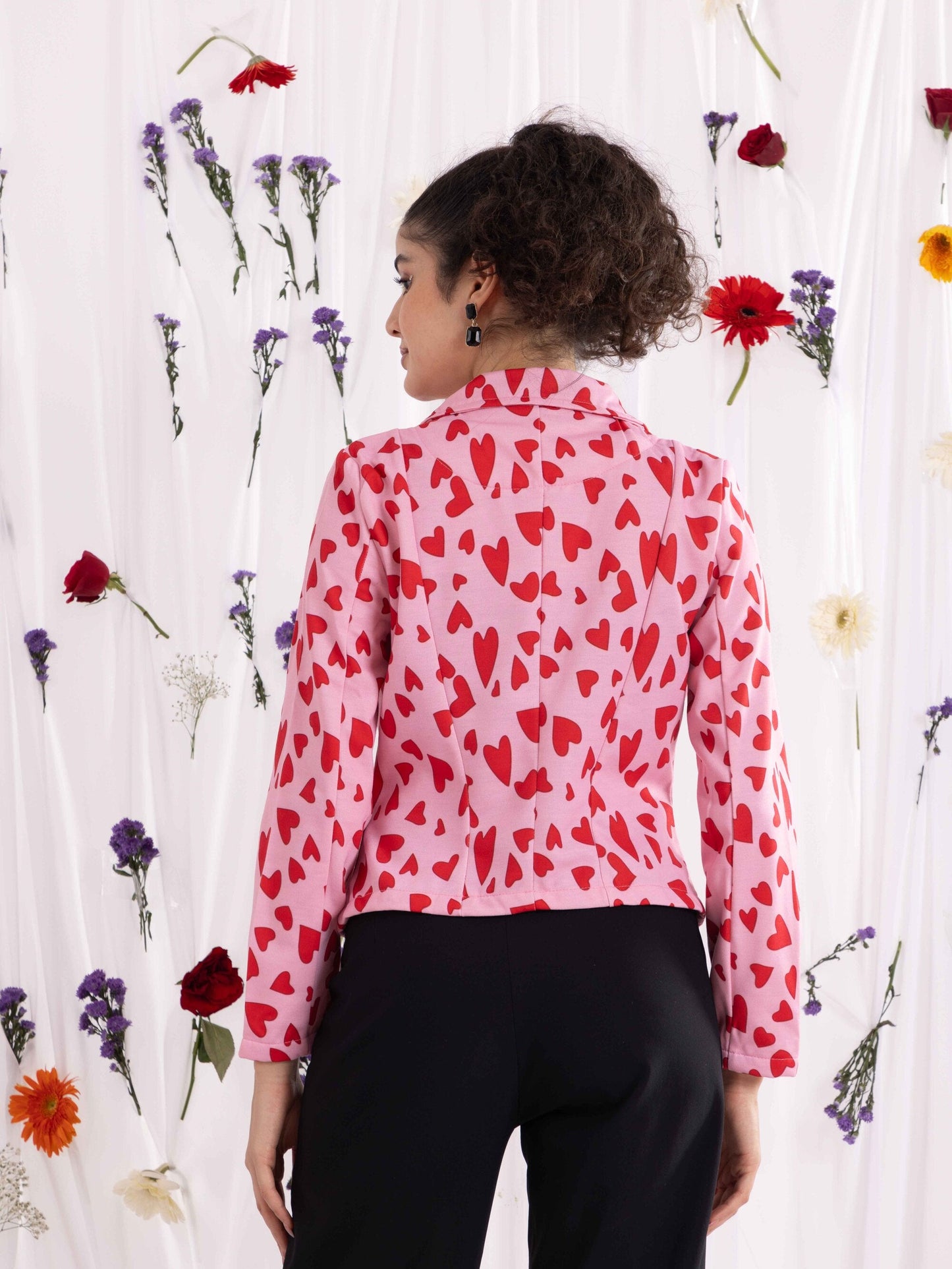 TANDUL Fleece Floral Print Coat