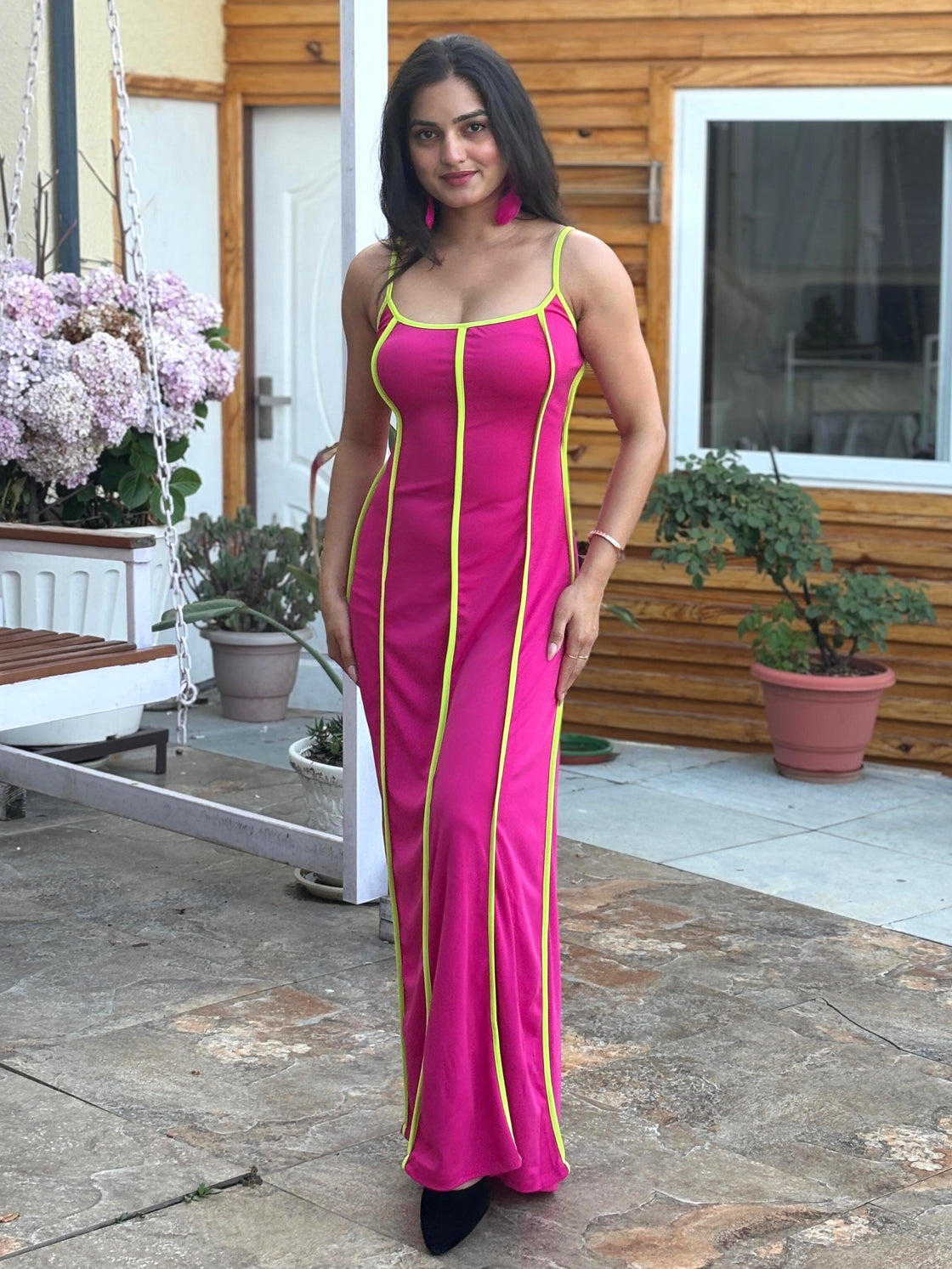 TANDUL Women Stunning Fuchsia Pink Dress