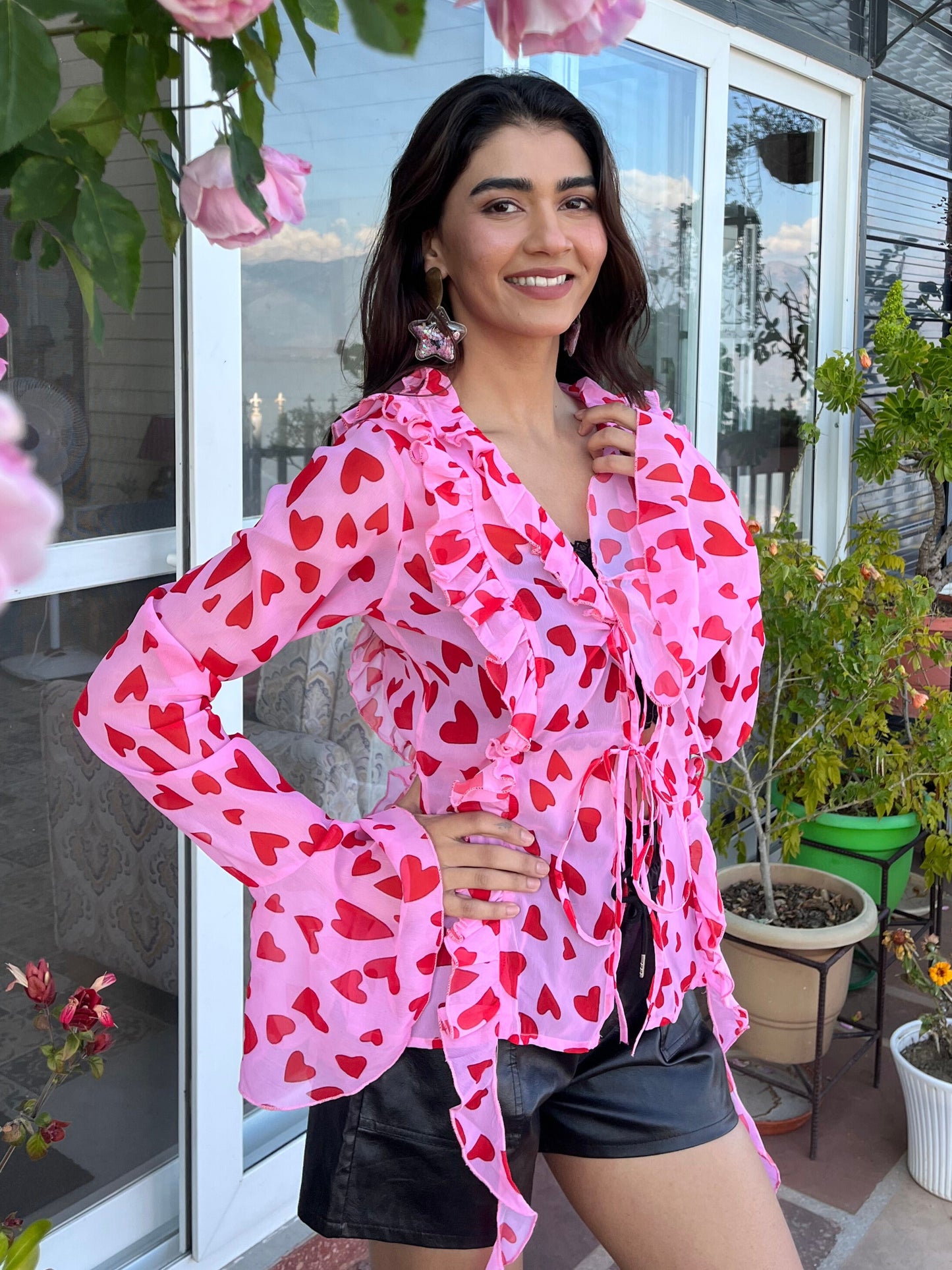 TANDUL Women Charming Heart Printed Pink Top