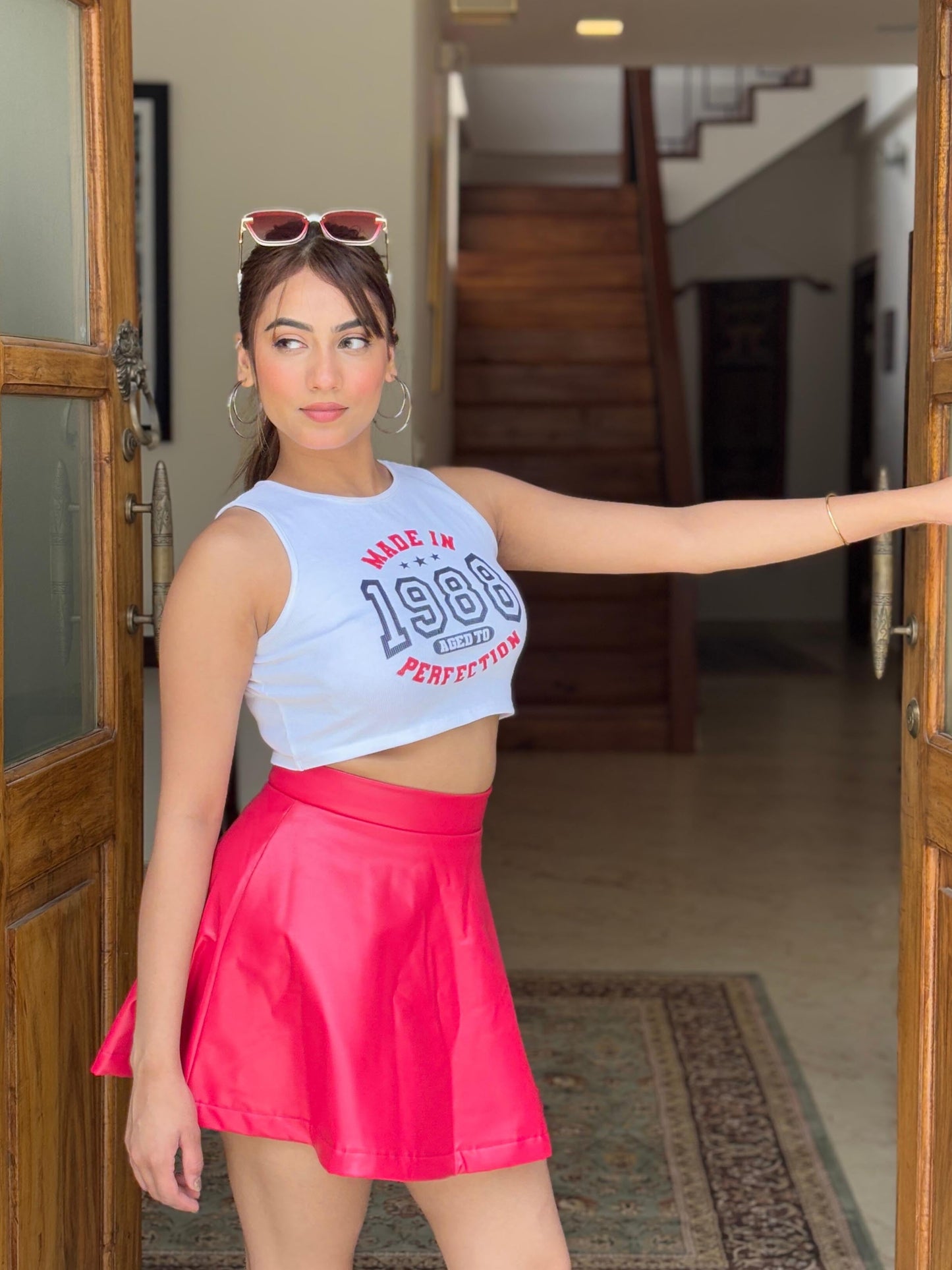 TANDUL Women Leather Mini Skirt