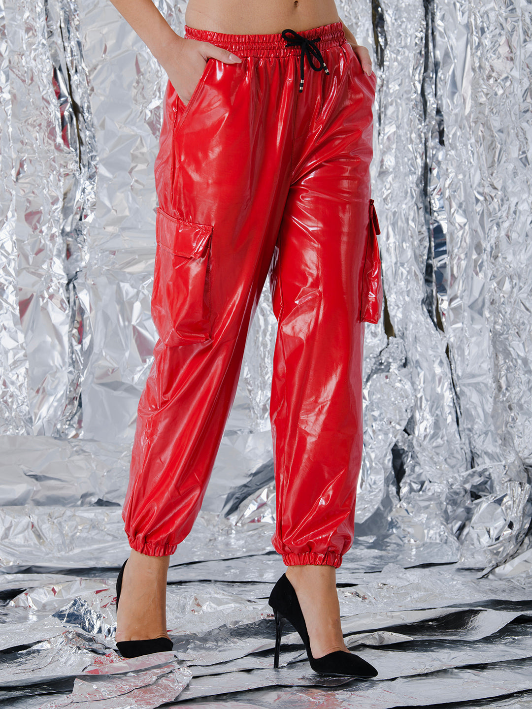 TANDUL  Women Regular Fit Red Polyester Trousers