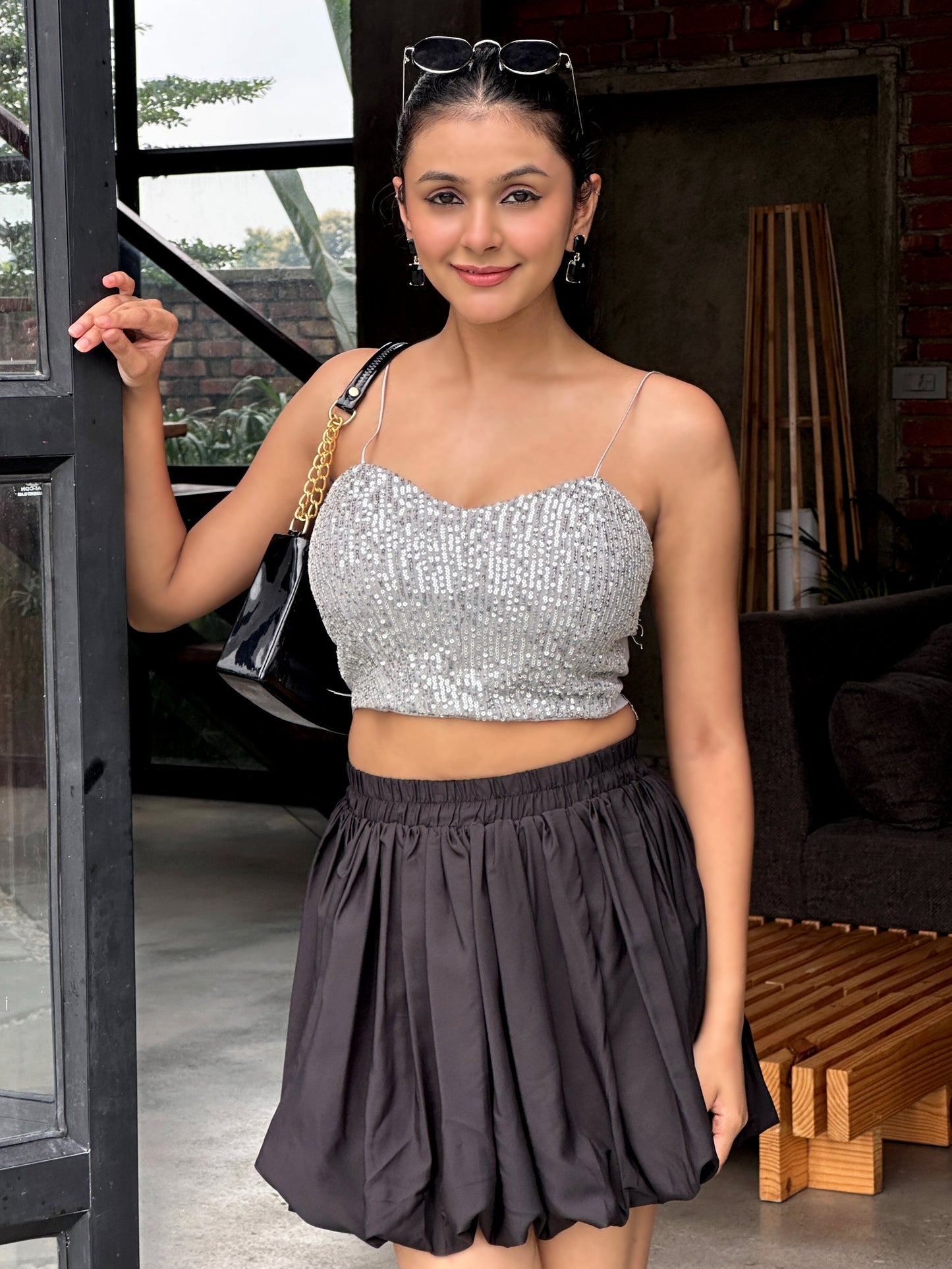 TANDUL Women Black Balloon Skirt