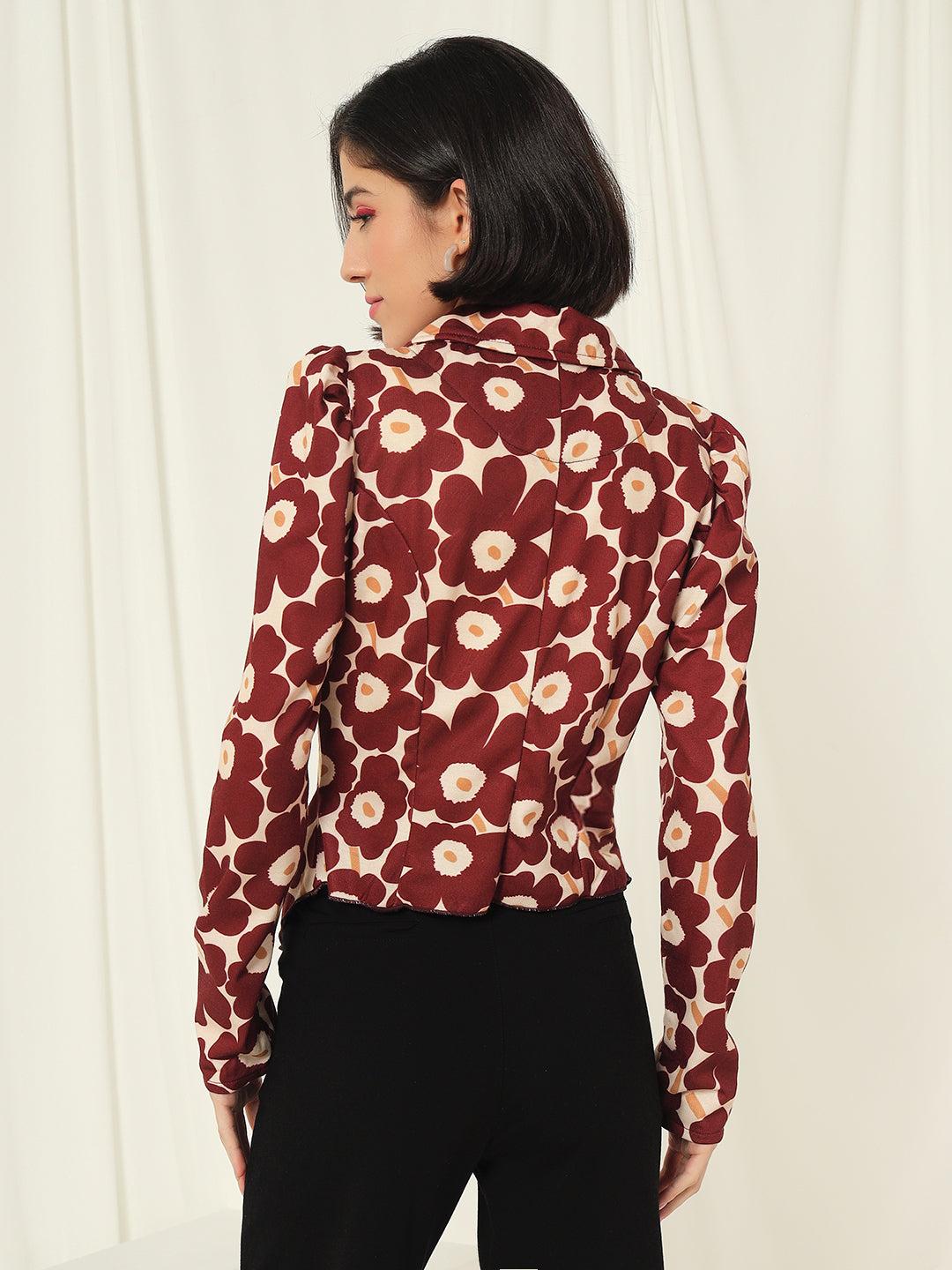 TANDUL  Fleece Floral Print Coat For Women