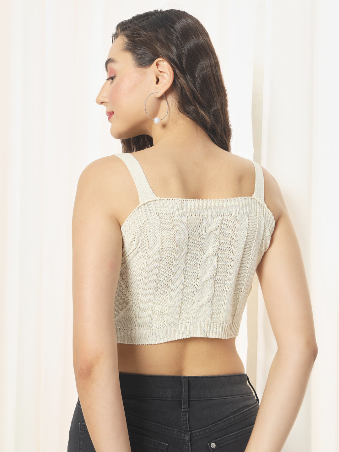 TANDUL  Casual Sleeveless Solid Women White Top