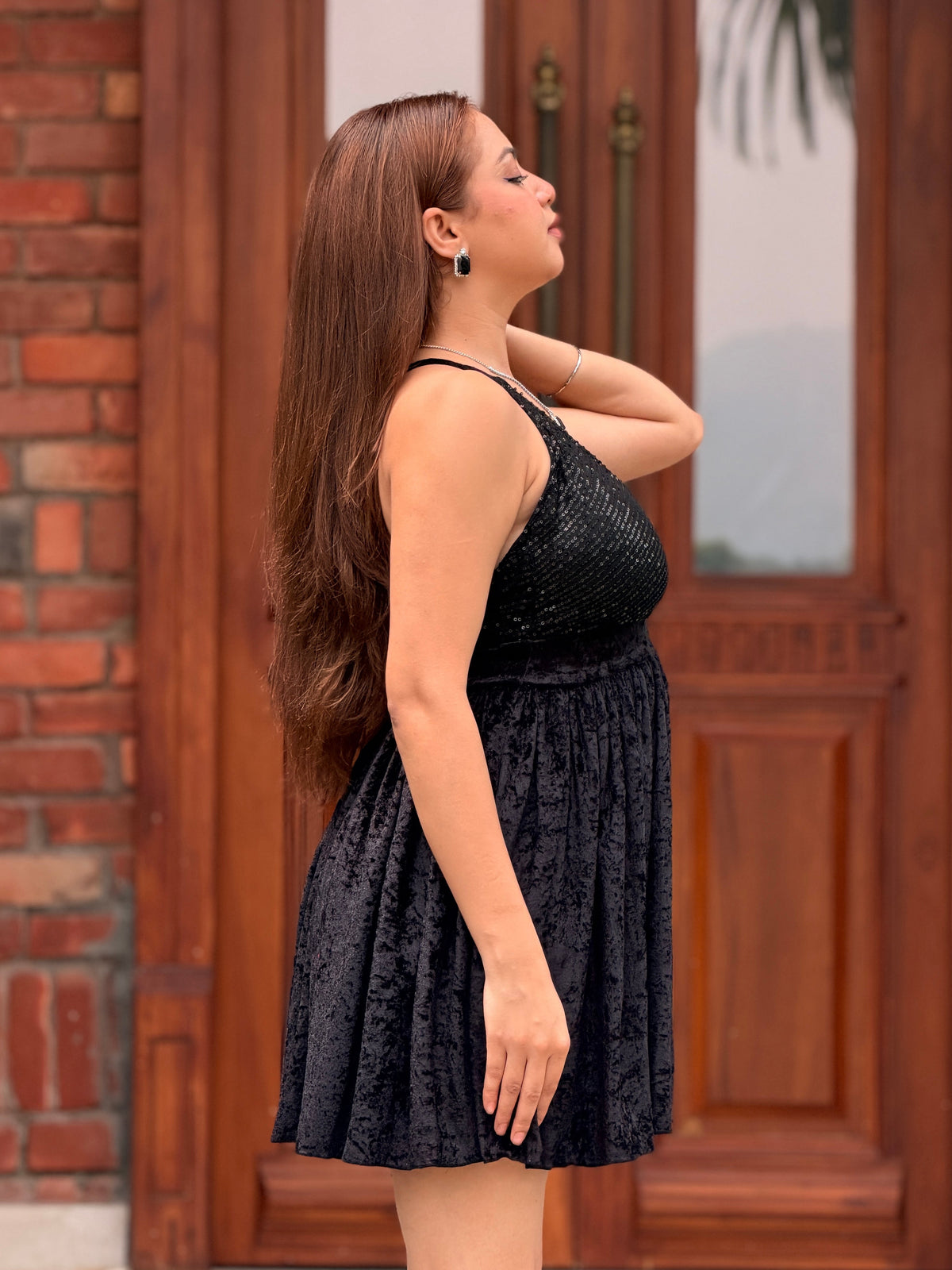 TANDUL Women Glamorous Black Sequin Dress