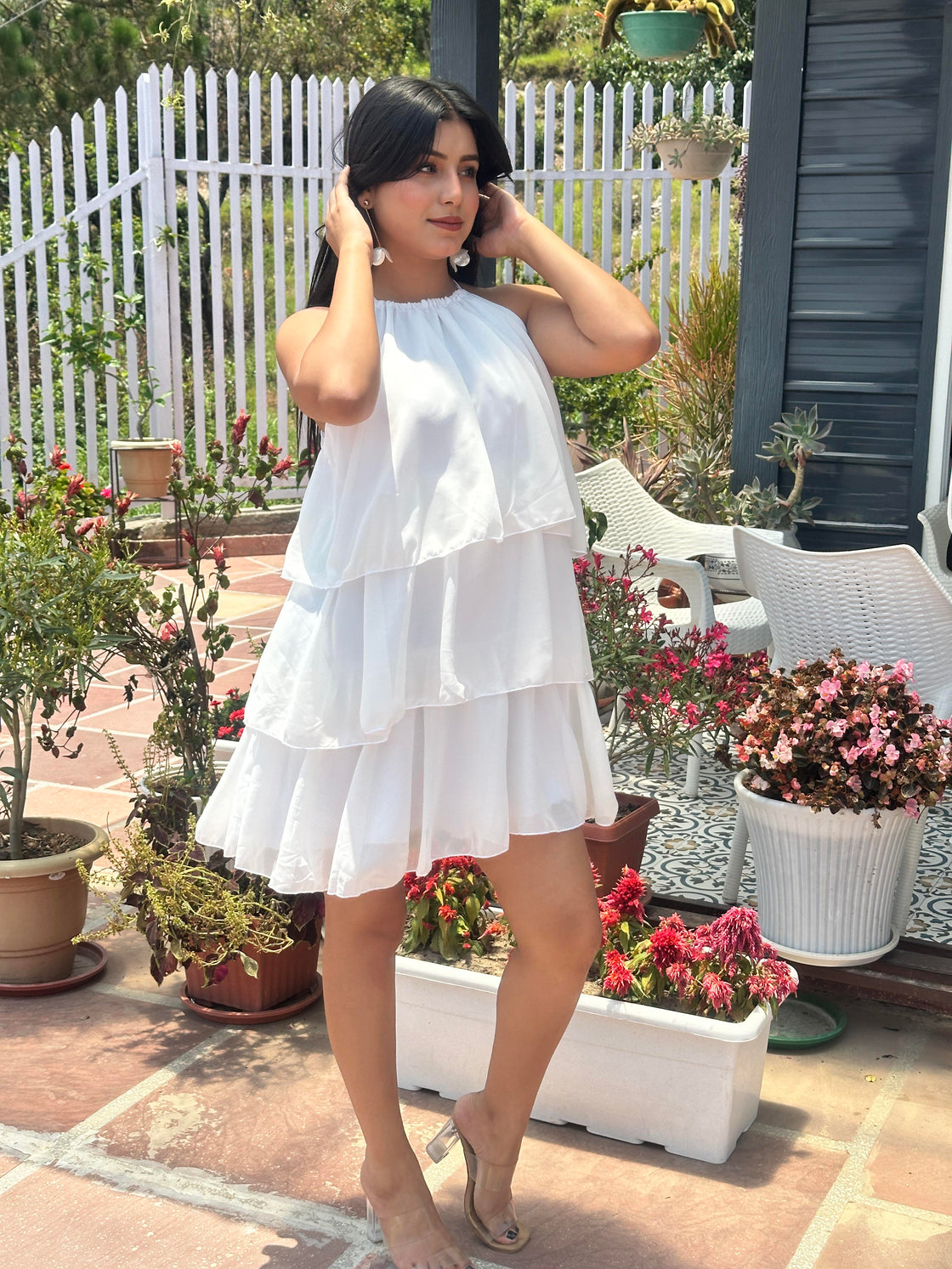 TANDUL Women White Georgette Dress