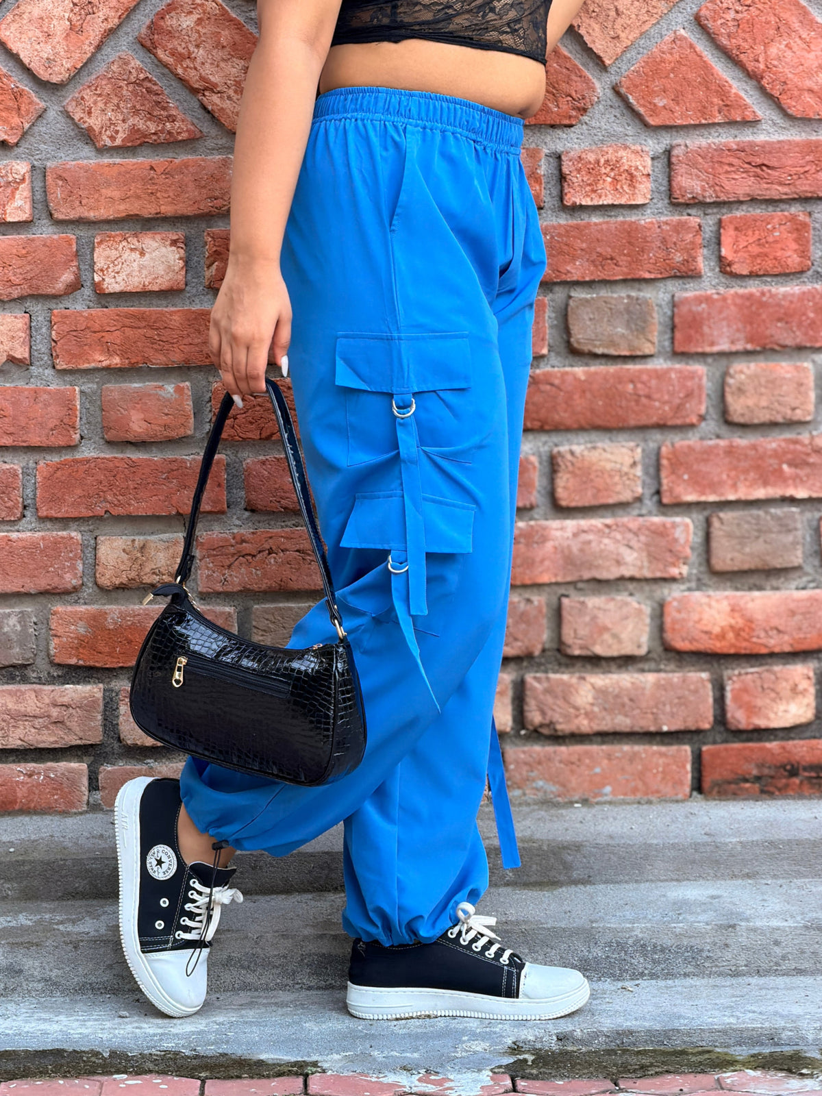 TANDUL Women Cobalt Blue Utility Parachute Cargo Trouser