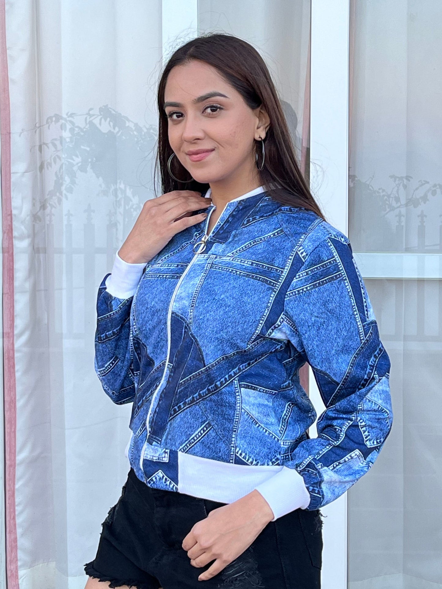 TANDUL Women Denim Patterned Jacket