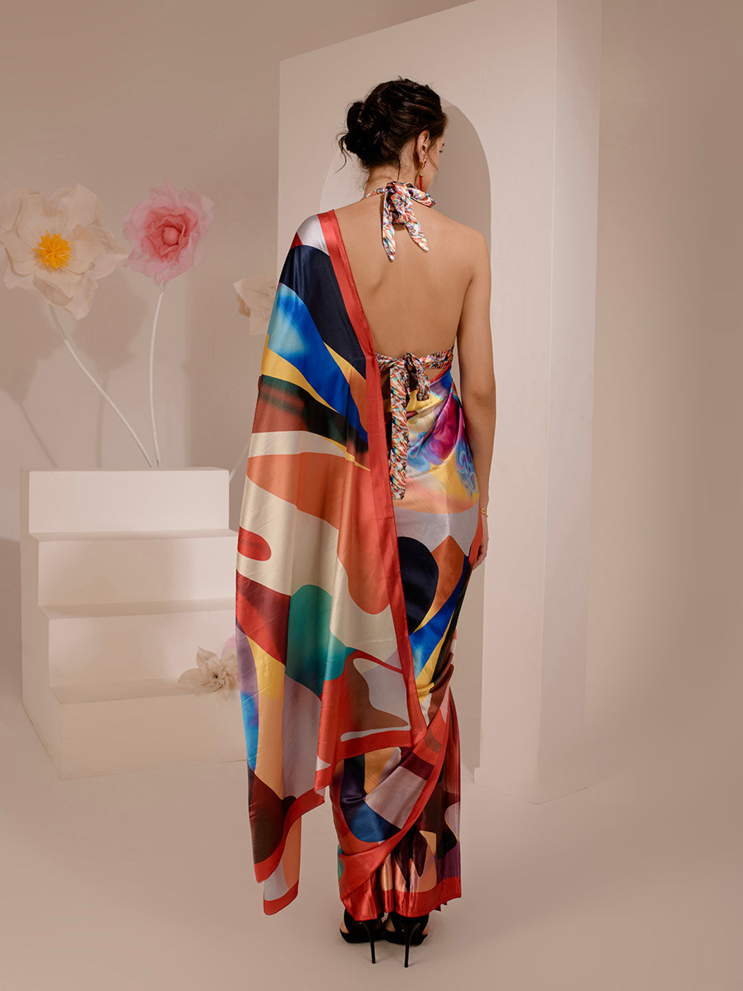 ELTIRE Exquisite Printed Bollywood Style Satin Saree