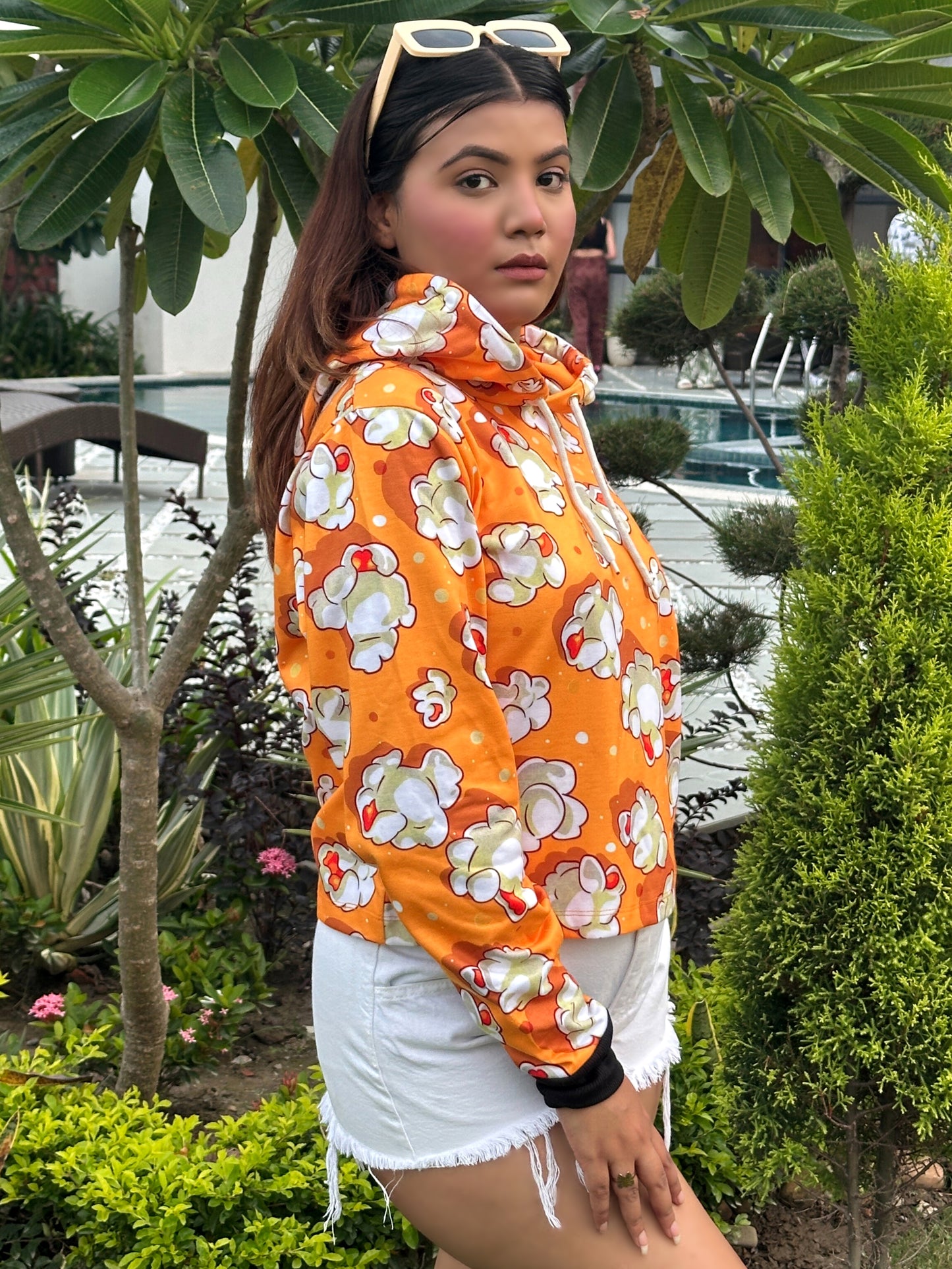 TANDUL Women Yellow Printed Hoodie