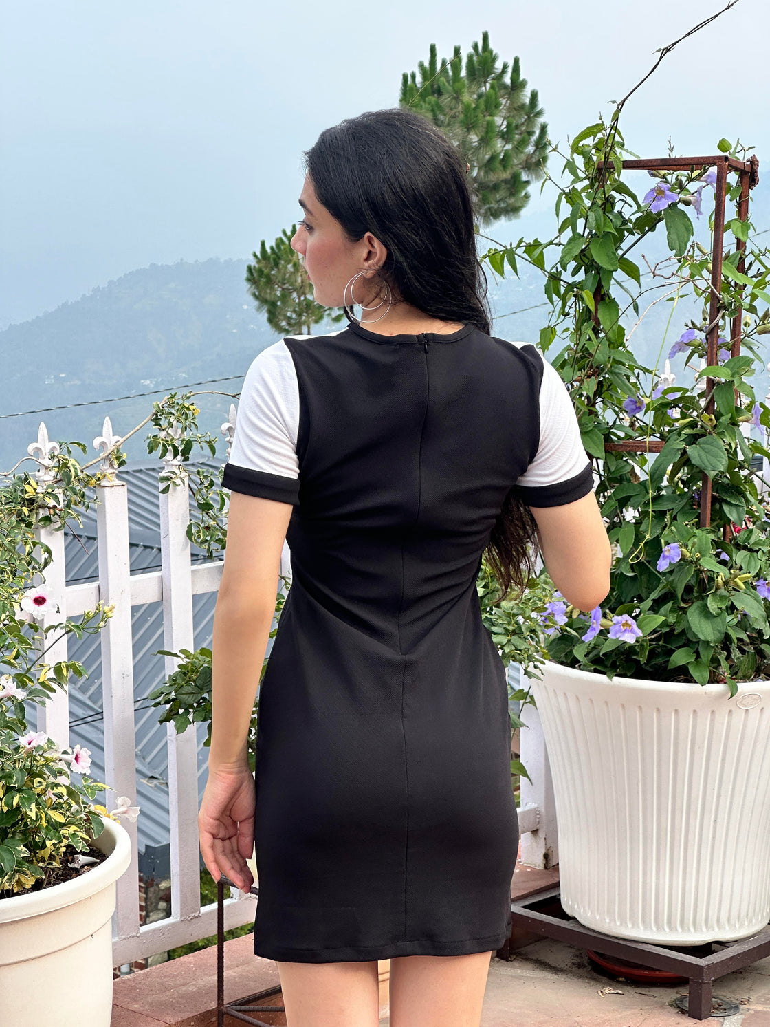TANDUL Women Stunning Black and White Dress