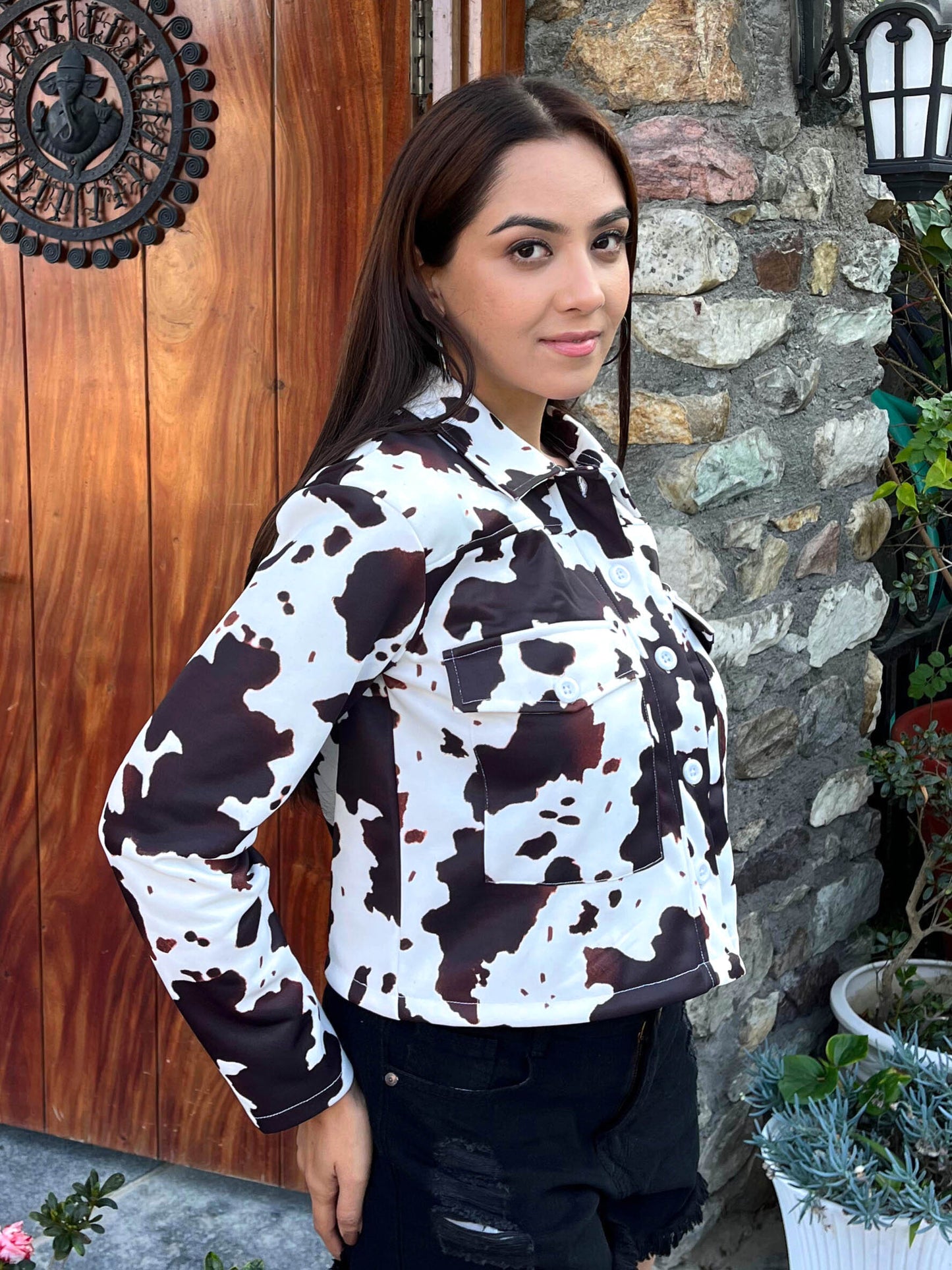 TANDUL Women's Cow Printed Jacket