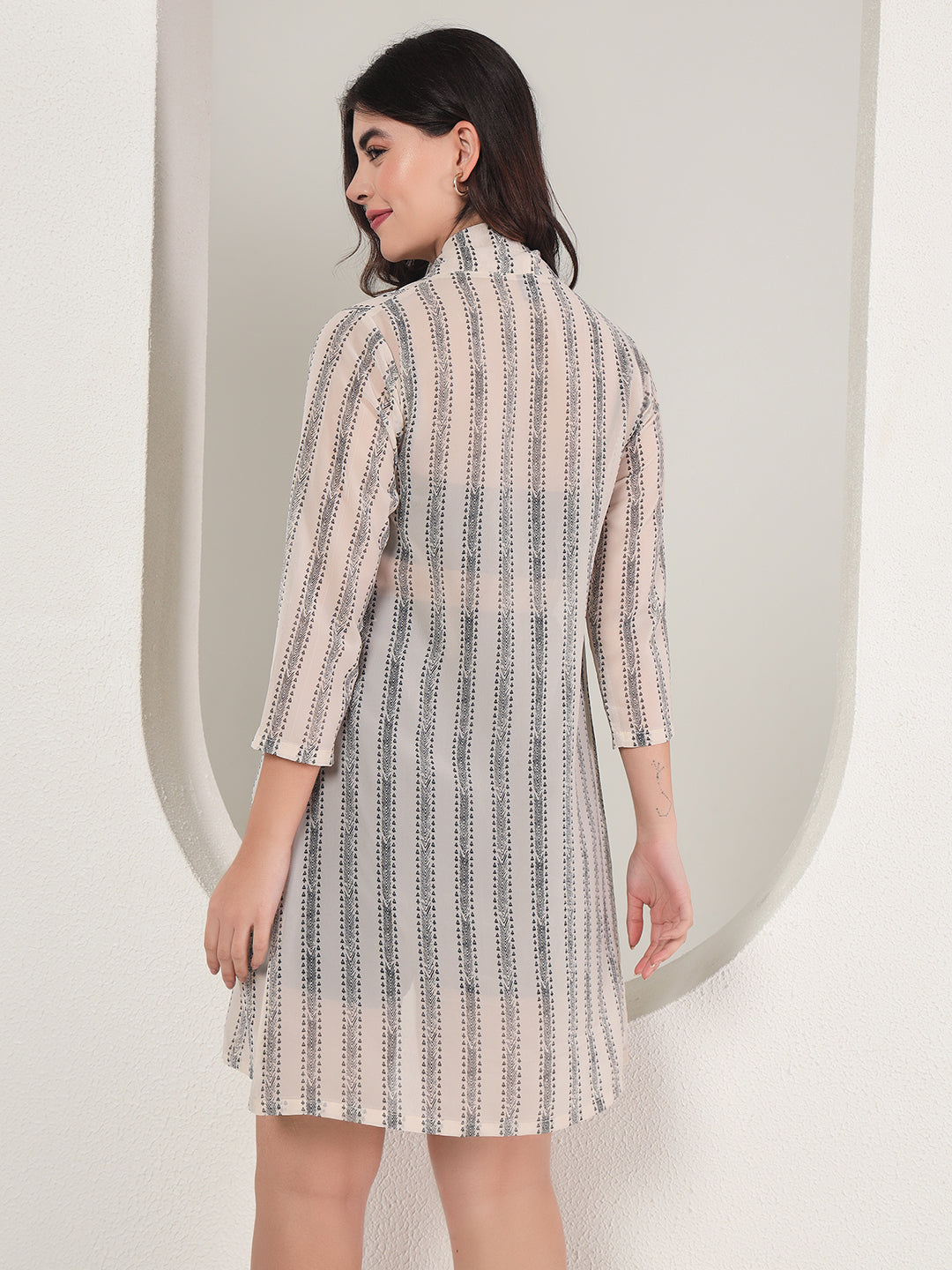 TANDUL  Women Straight 3/4th Sleeve White Shrug