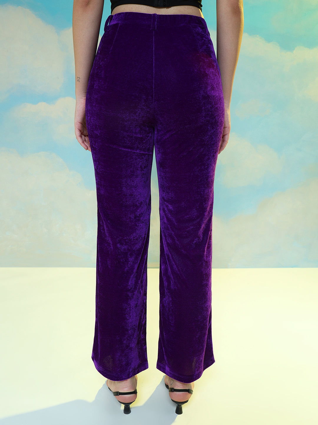 TANDUL  Women Regular Fit Purple Velvet Trousers