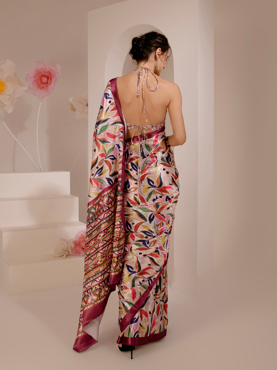 ELTIRE Exquisite Printed Bollywood Style Satin Saree