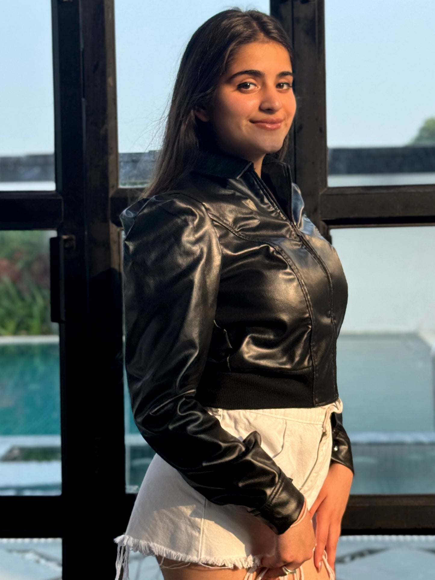 TANDUL Leather Black Solid Jacket For Women