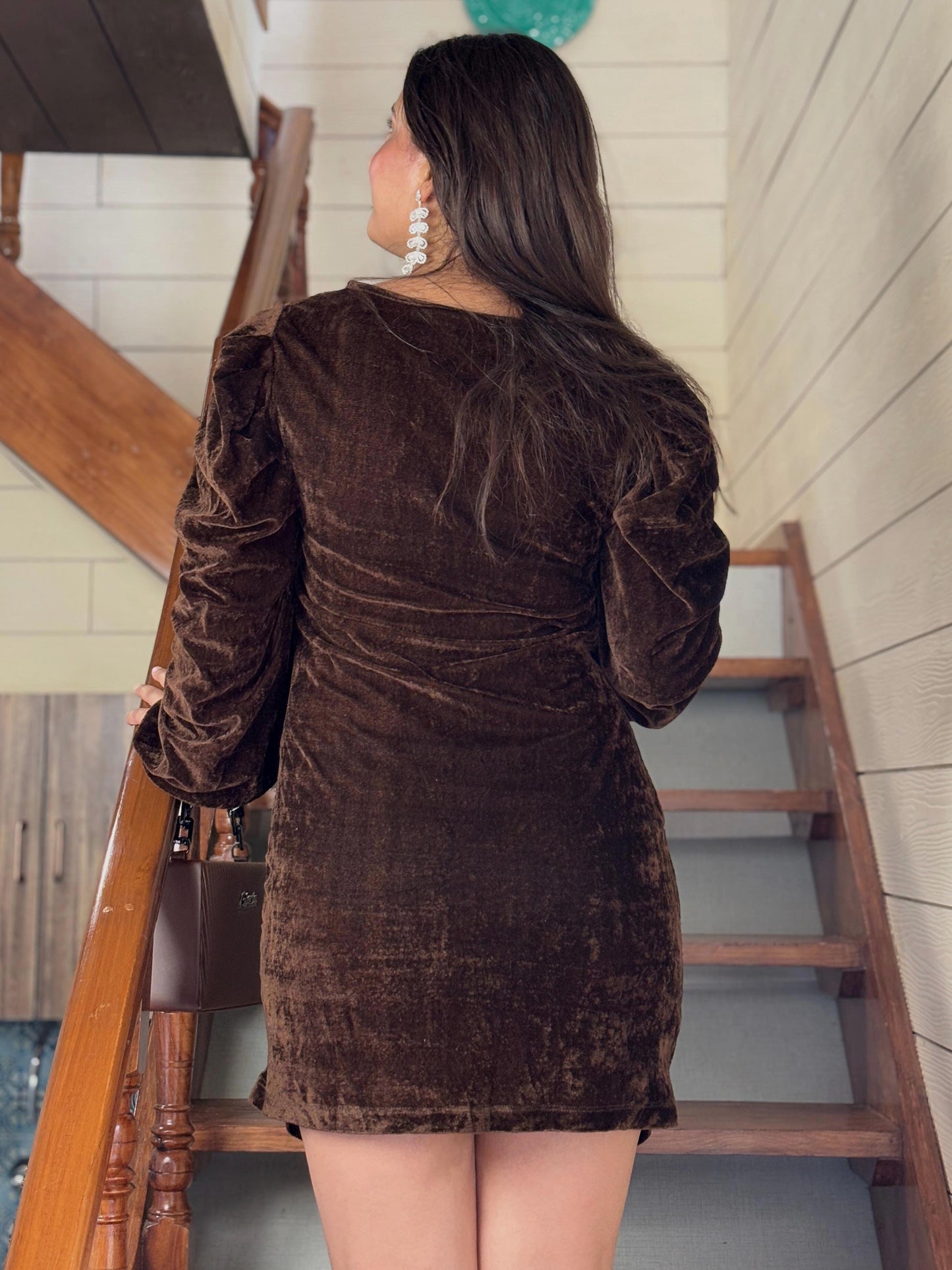 TANDUL Women Brown Velvet Dress