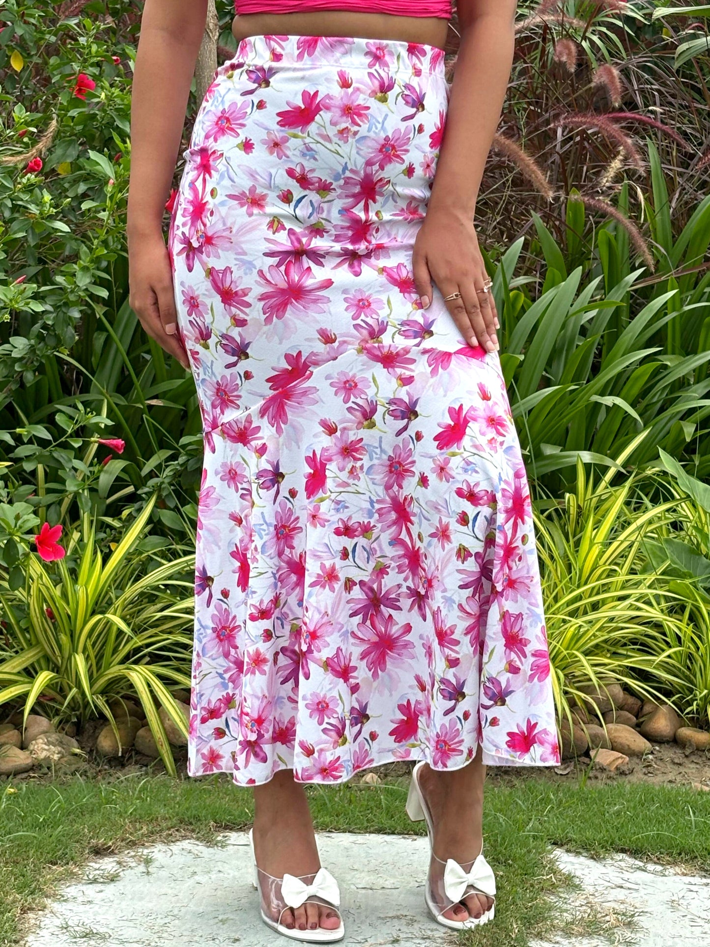 TANDUL Women Stunning Pink Floral Printed Skirt