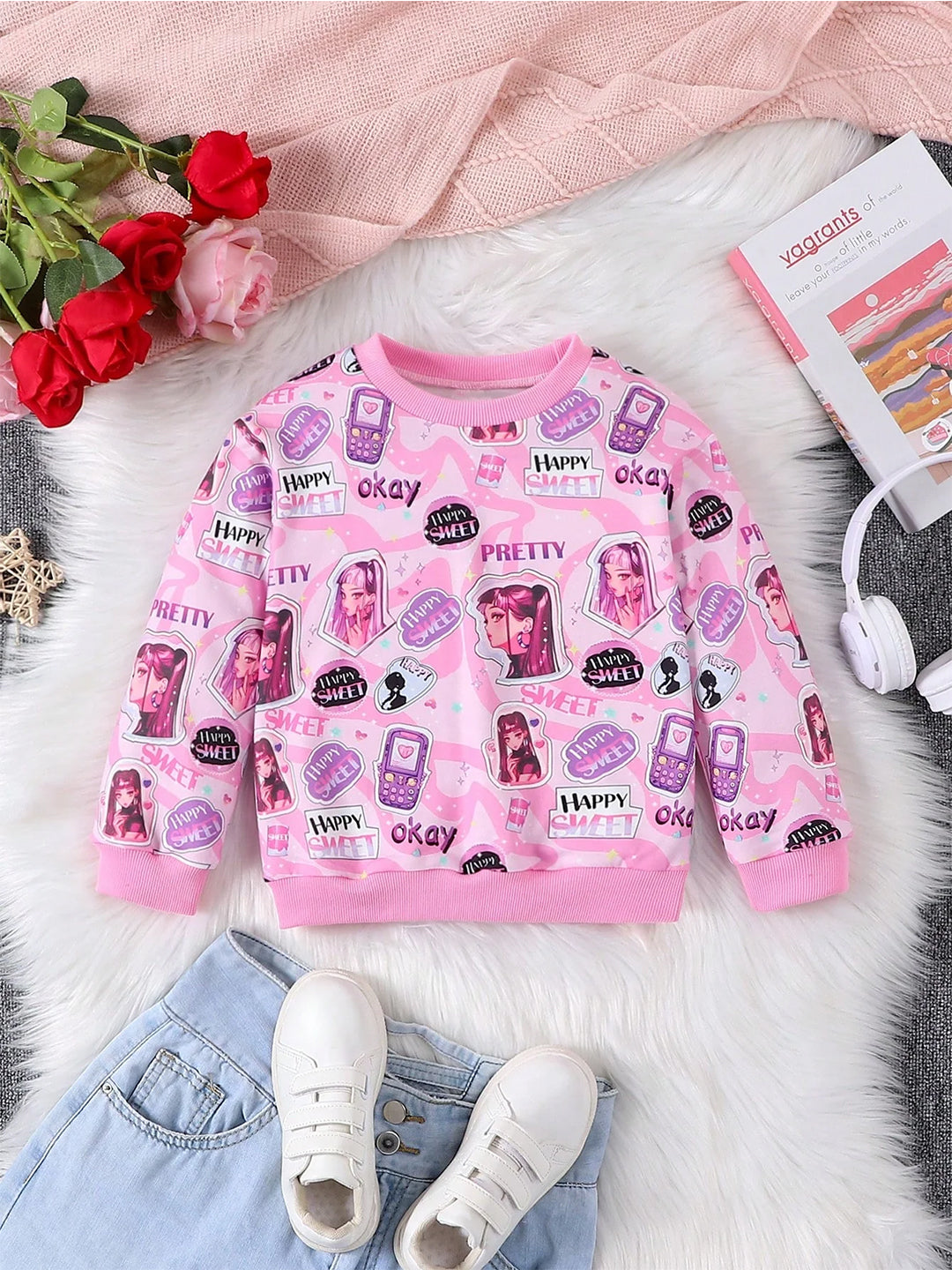 TANDUL Girls Full Sleeve Printed Sweatshirt