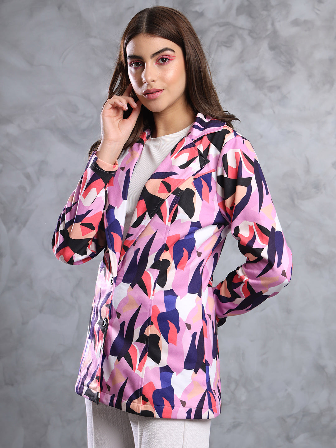 TANDUL  FLEECE BLEND Printed Coat For Women