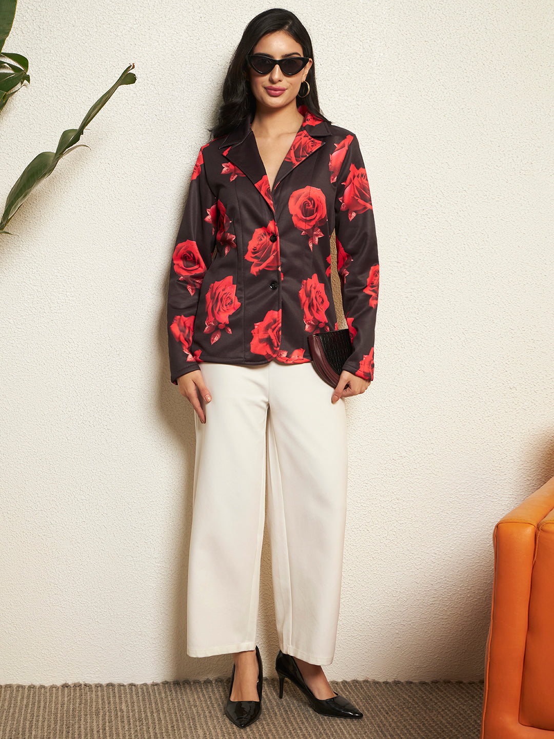 TANDUL Women Stunning Rose Printed Blazer