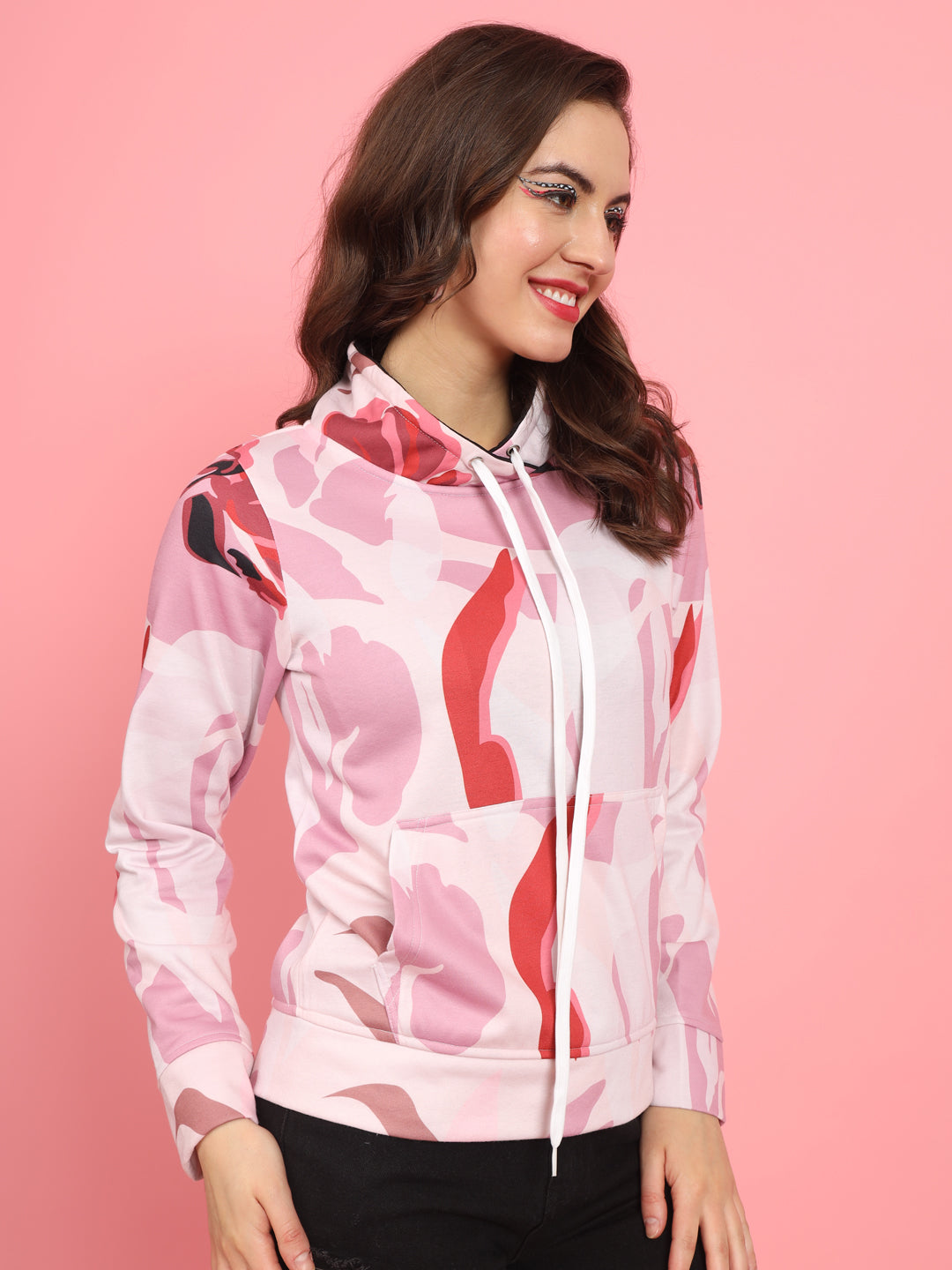 TANDUL  Women Full Sleeve Printed Hooded Sweatshirt