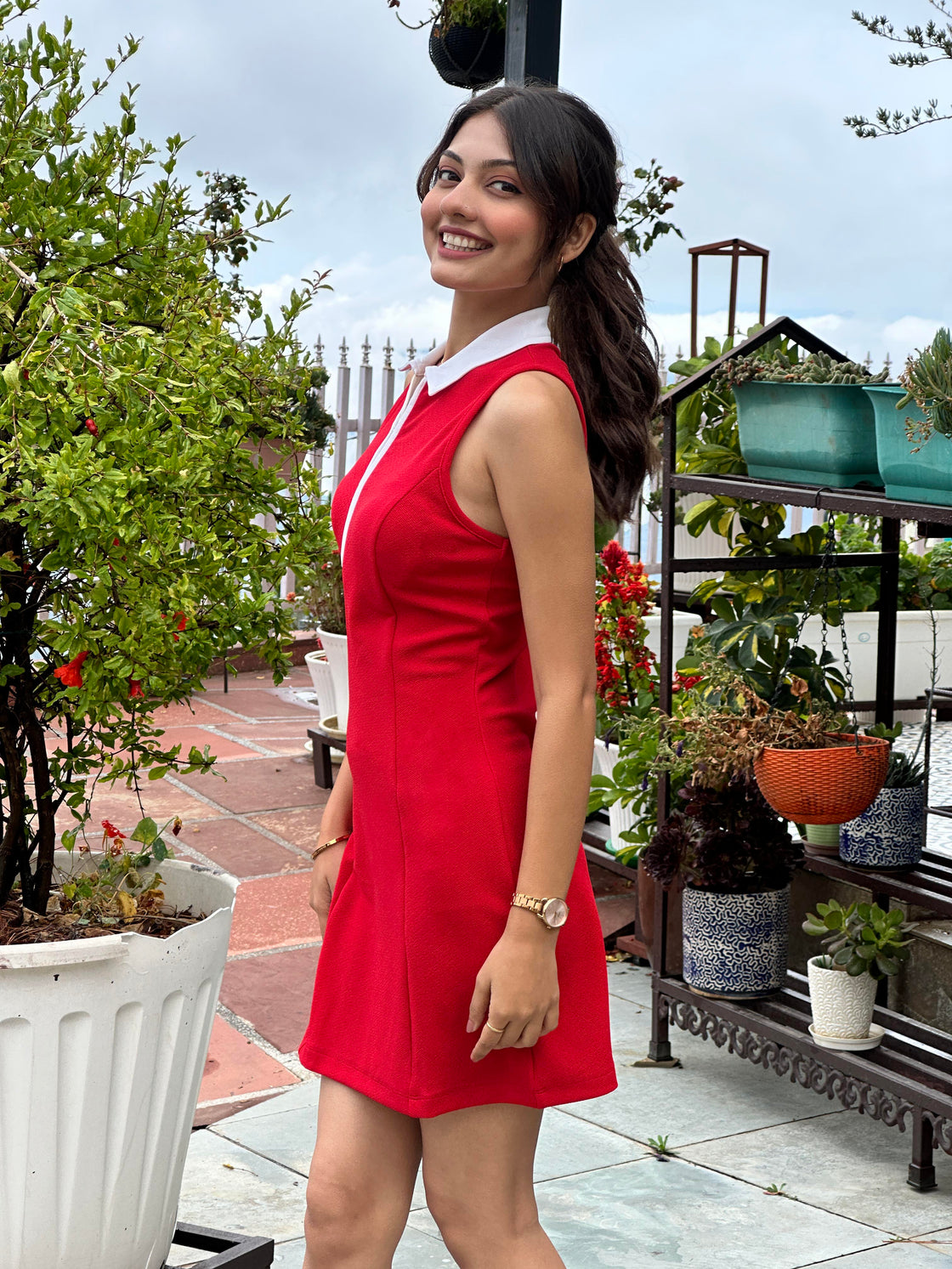 TANDUL Women Solid Red Polo Dress