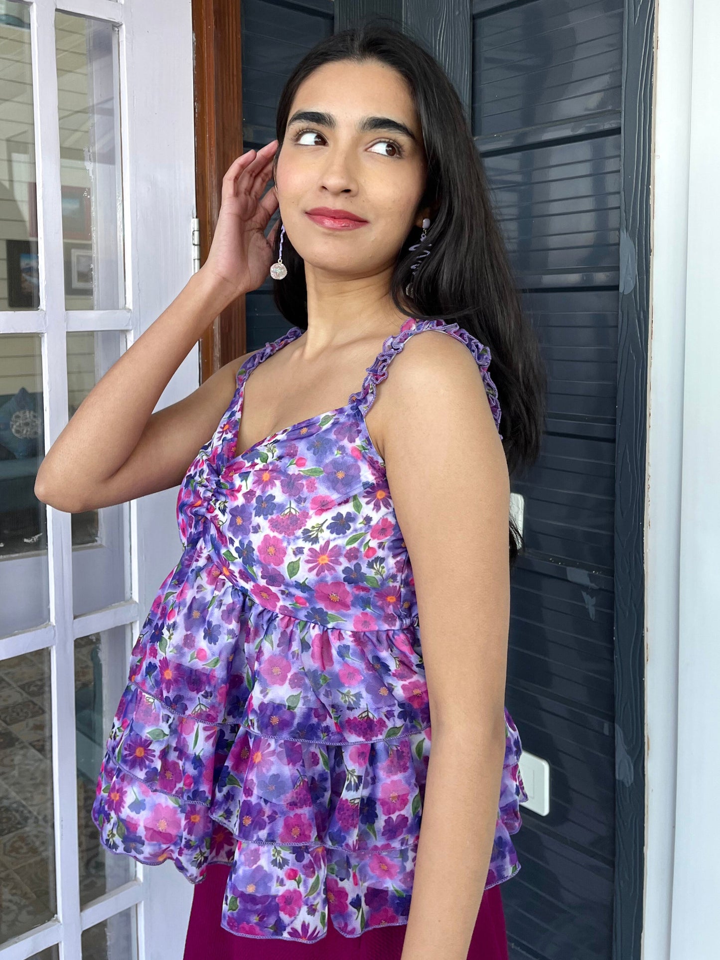 TANDUL Women Purple Floral Printed Top