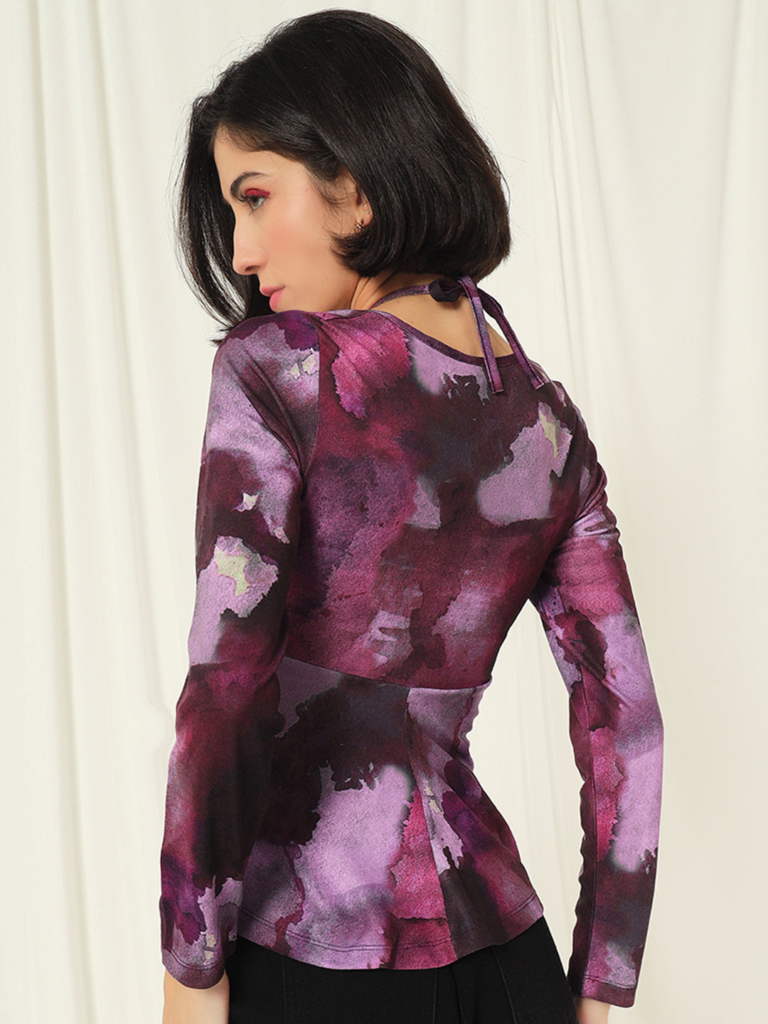 TANDUL  Casual Regular Sleeves Tie & Dye Women Purple Top