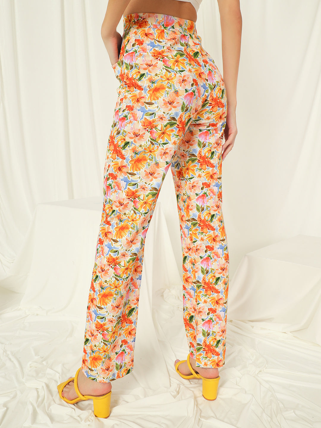 TANDUL  Women Regular Fit Multicolor Lycra Blend Trousers