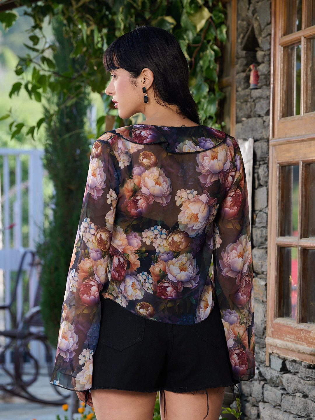 TANDUL Floral Printed Georgette Full Sleeve Top