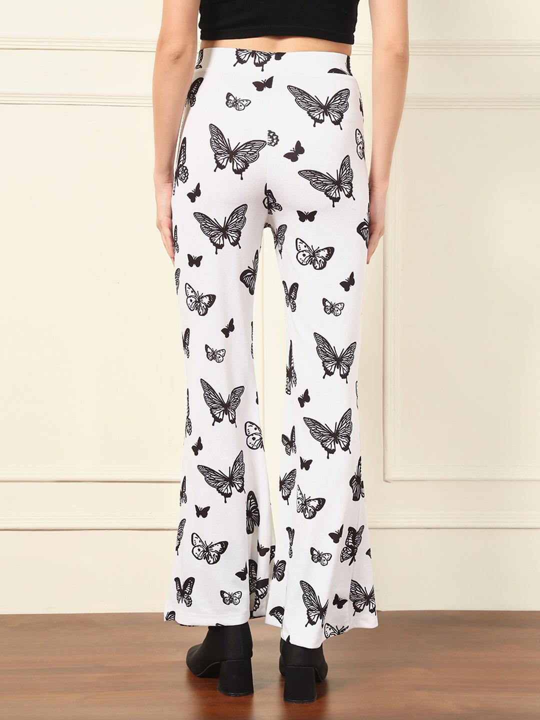 TANDUL Women White Butterfly Printed Trouser